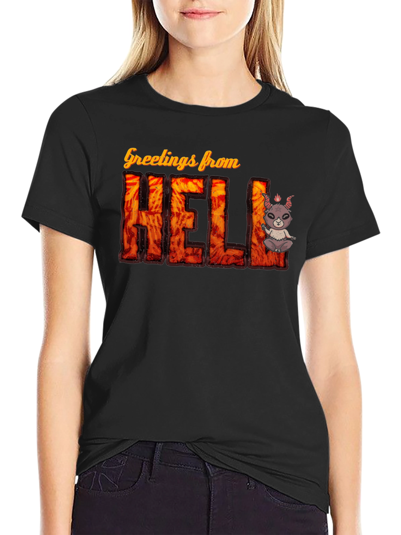 Black Greetings From Hell T-Shirt view 2