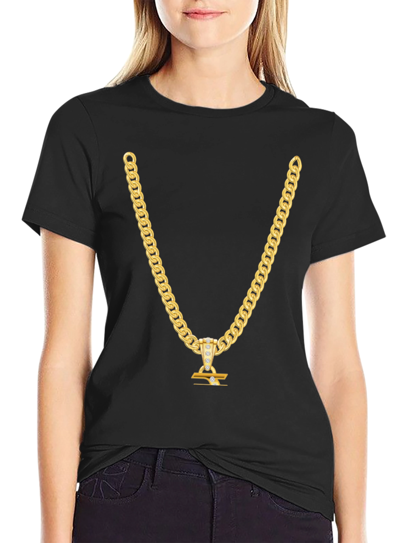 Black Gold Chain T-Shirt - Statement Piece view 2