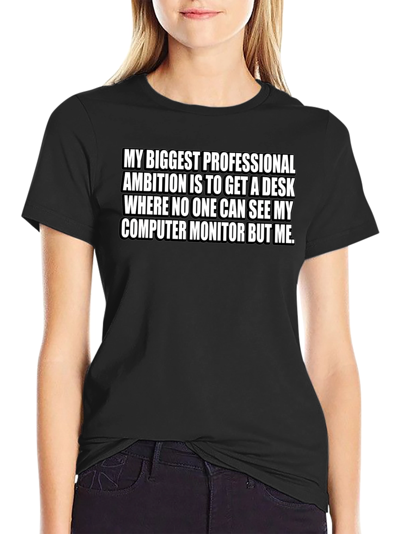 Black Funny Desk Ambition T-Shirt view 2