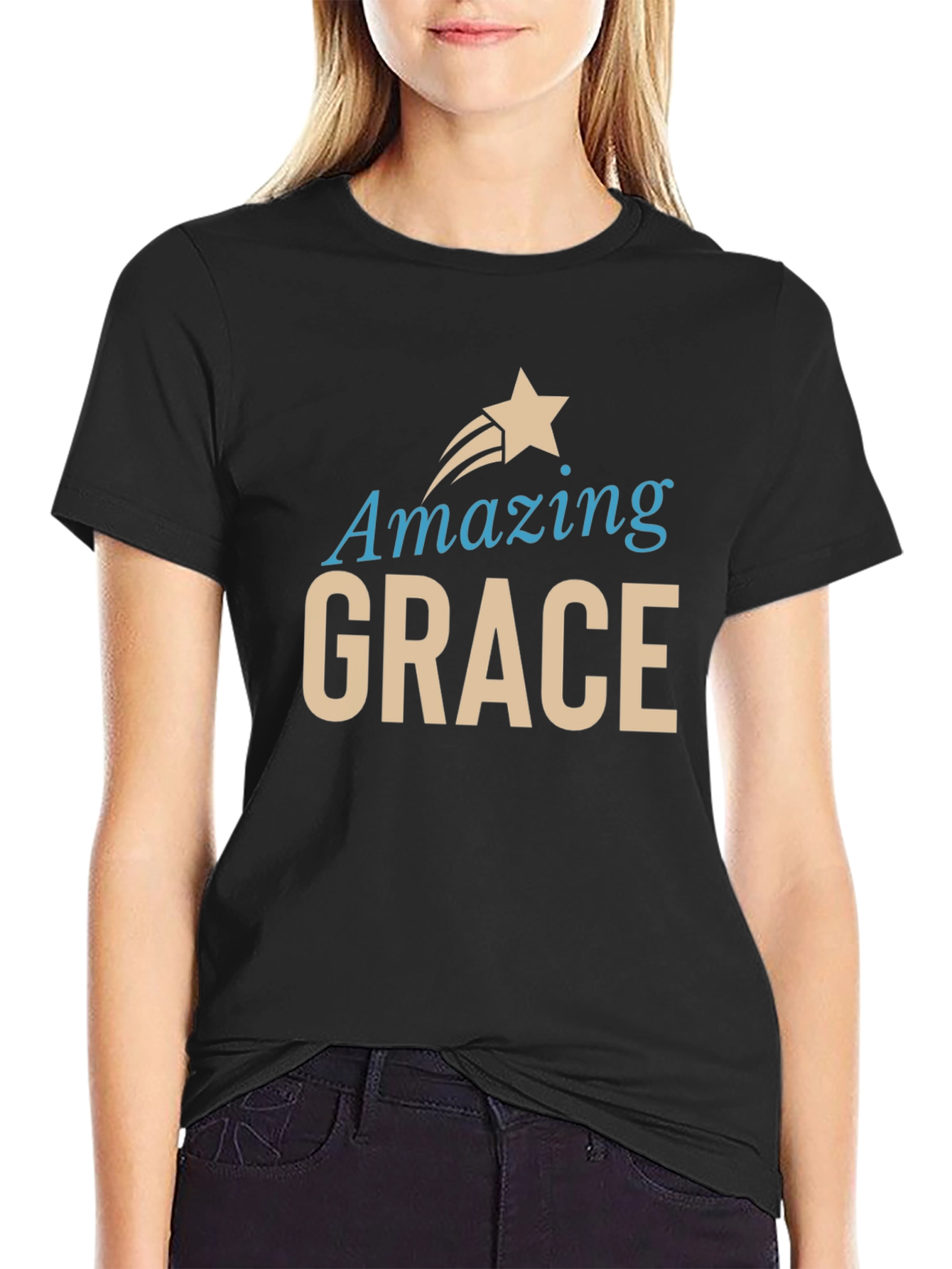 Black Amazing Grace Christian T-Shirt view 2