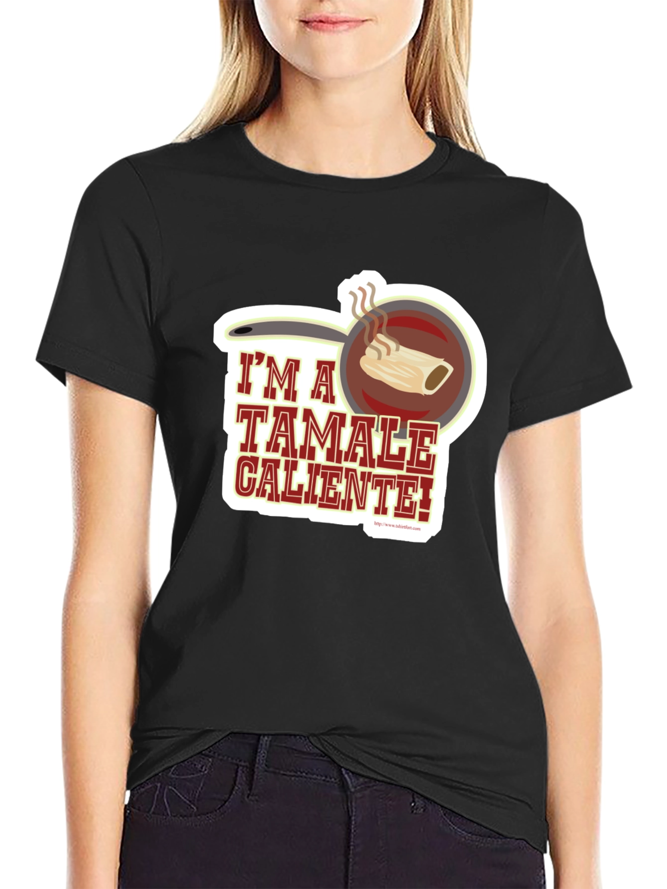 Black I'm a Tamale Caliente! T-Shirt - Funny Foodie Tee view 2
