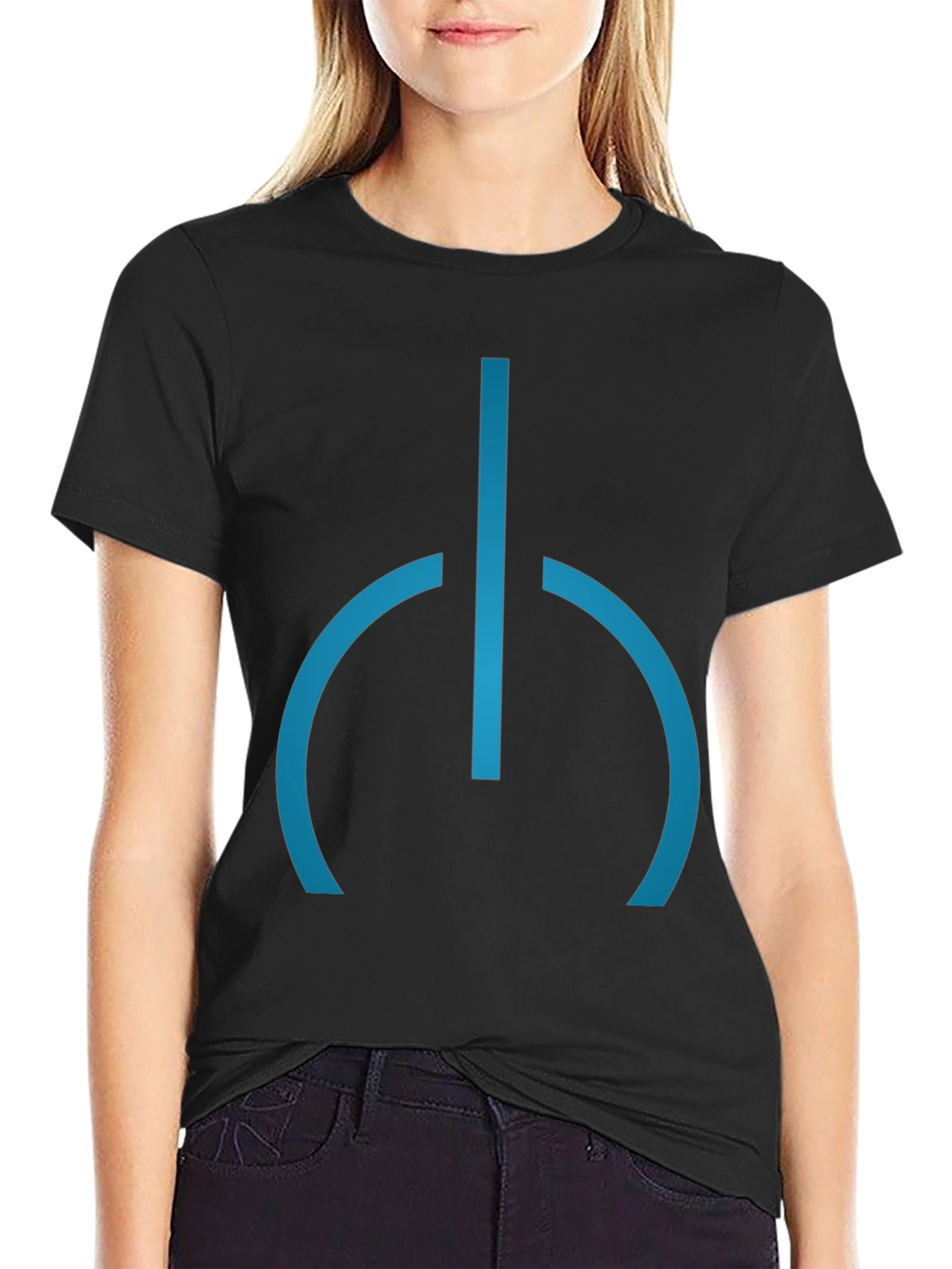 Black Modern Blue Symbol Black T-Shirt view 2