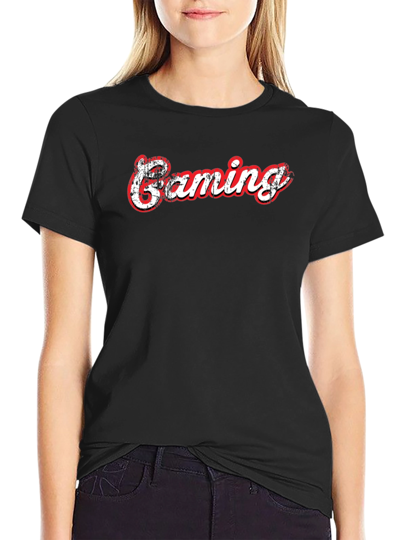 Black Gaming T-Shirt - Black Cotton Graphic Tee view 2