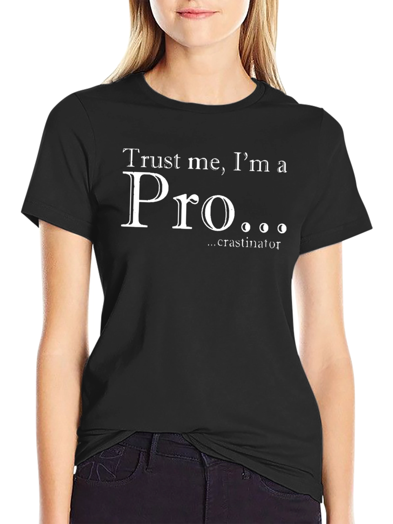 Black Trust Me, I'm a Pro...crastinator T-Shirt view 2