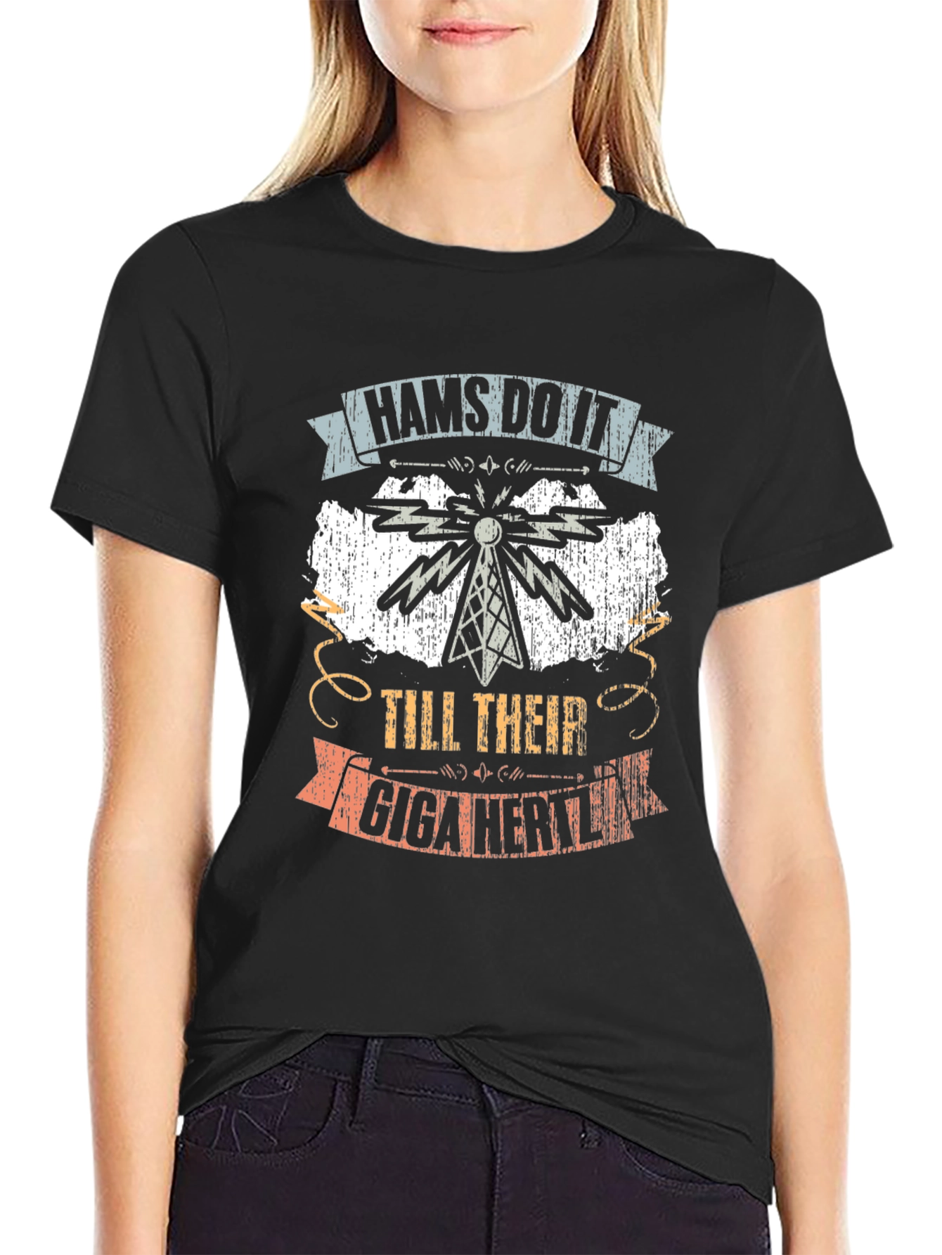 Black Hams Do It Radio Operator T-Shirt view 2