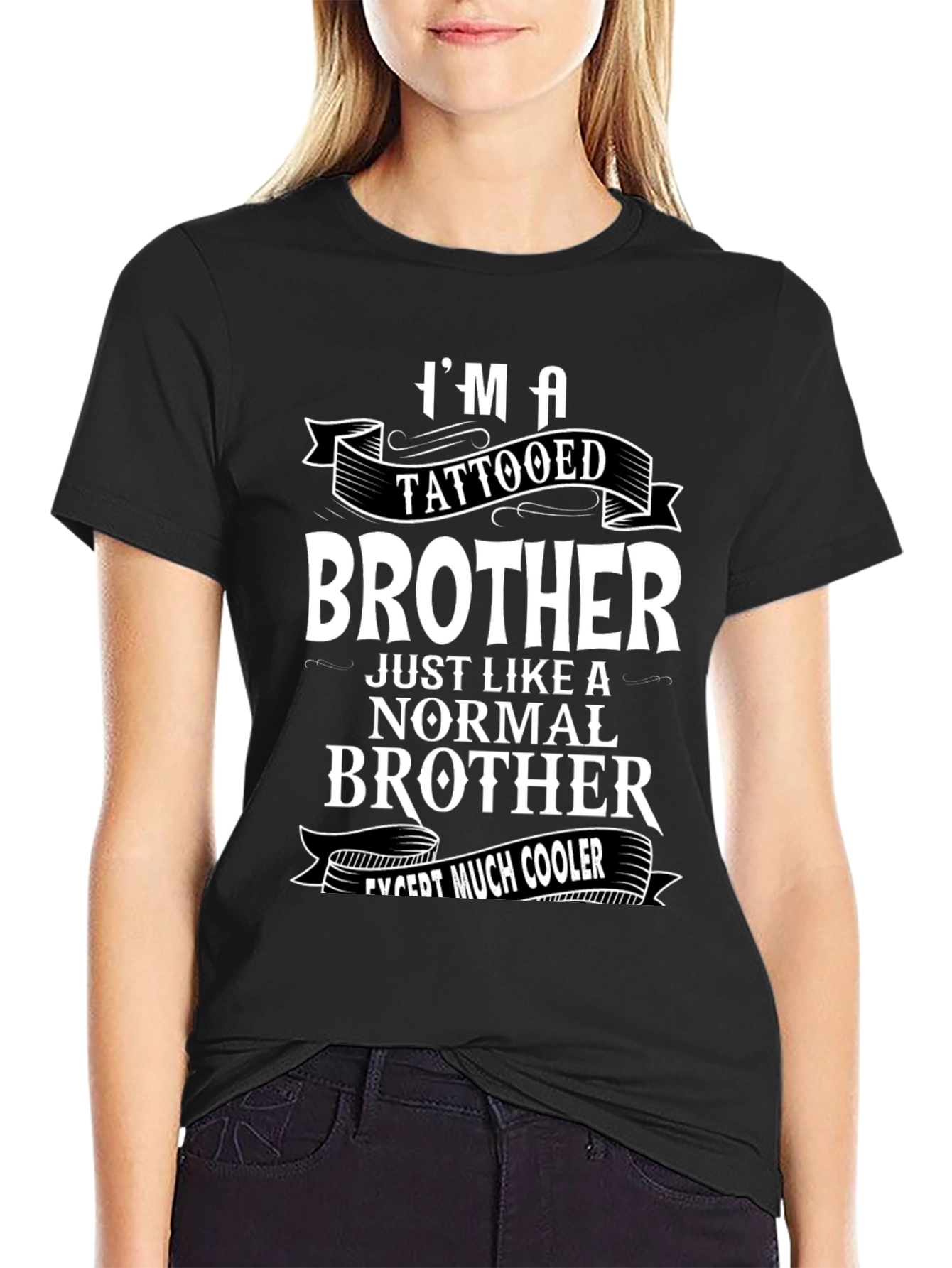 Black Tattooed Brother Graphic Tee - Cool Brother Shirt view 2