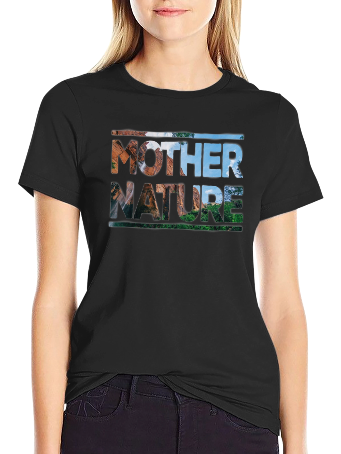 Black Mother Nature T-Shirt - Black Graphic Tee view 2