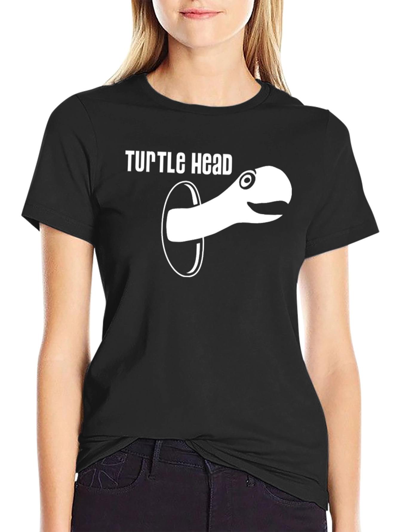 Black Turtle Head Graphic T-Shirt - Funny Novelty Tee view 2