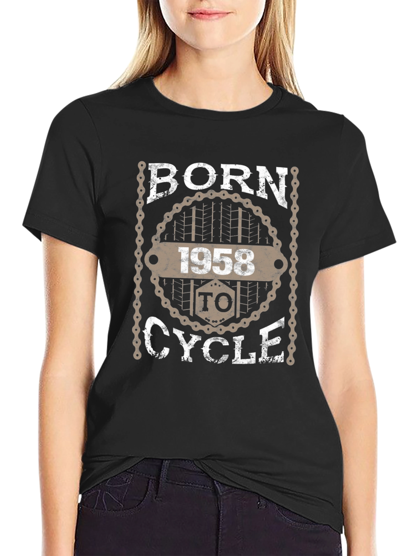Black Born To Cycle 1958 Graphic Tee view 2