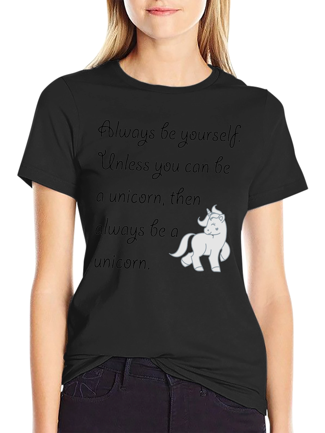 Black Unicorn T-Shirt - Always Be A Unicorn view 2