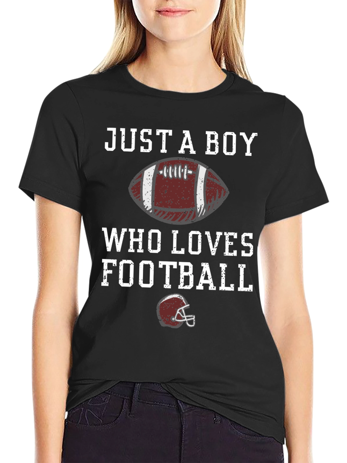 Black Just A Boy Who Loves Football T-Shirt view 2