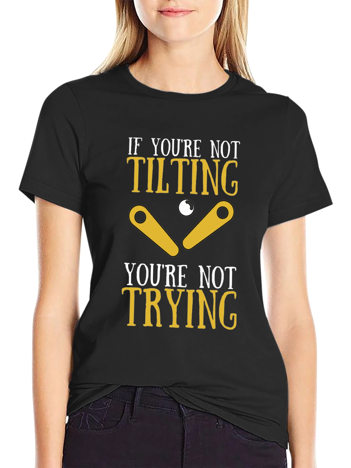 Black Tilting Pinball Funny T-Shirt view 2