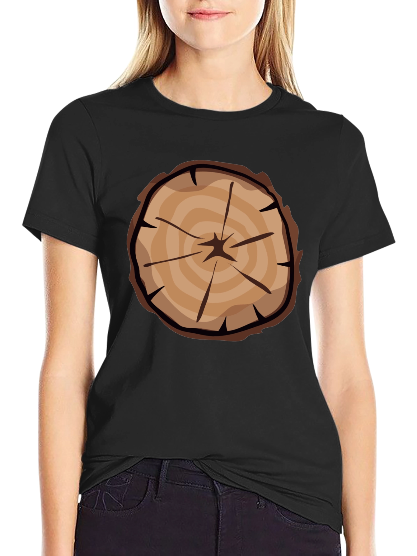 Black Tree Ring Graphic Tee - Black Casual T-Shirt view 2