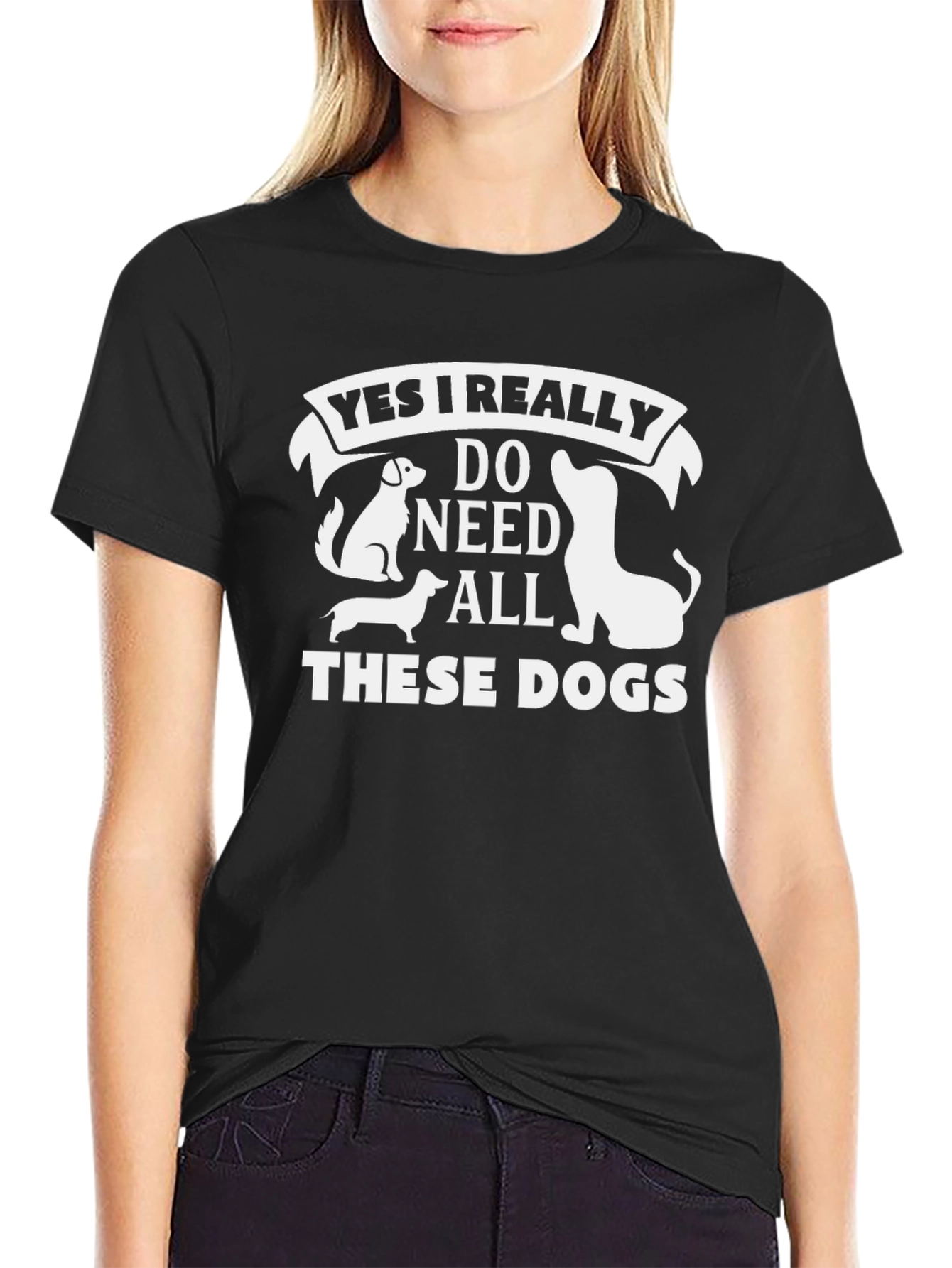 Black Yes I Need All These Dogs T-Shirt view 2