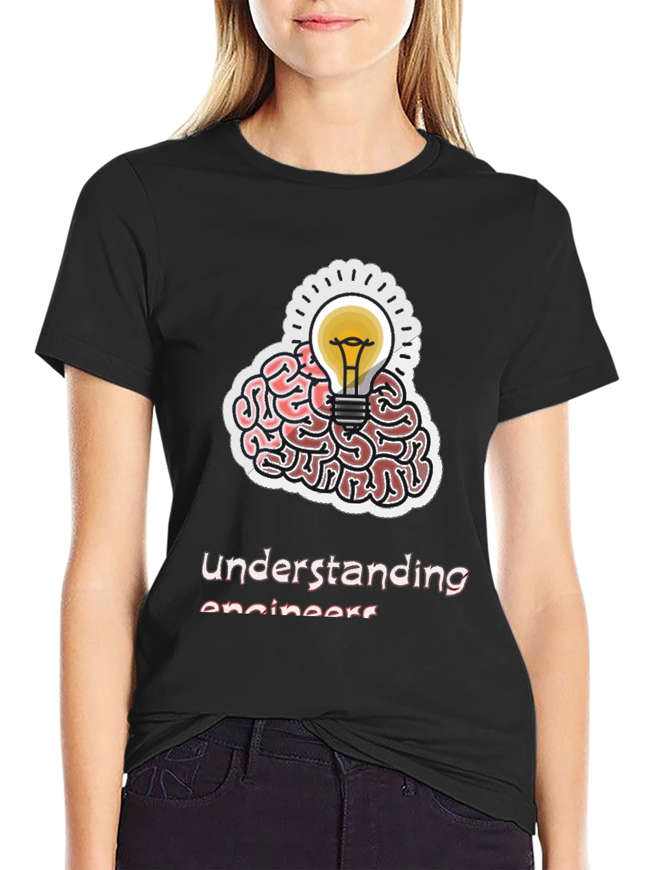 Black Understanding Engineers Brain T-Shirt view 2