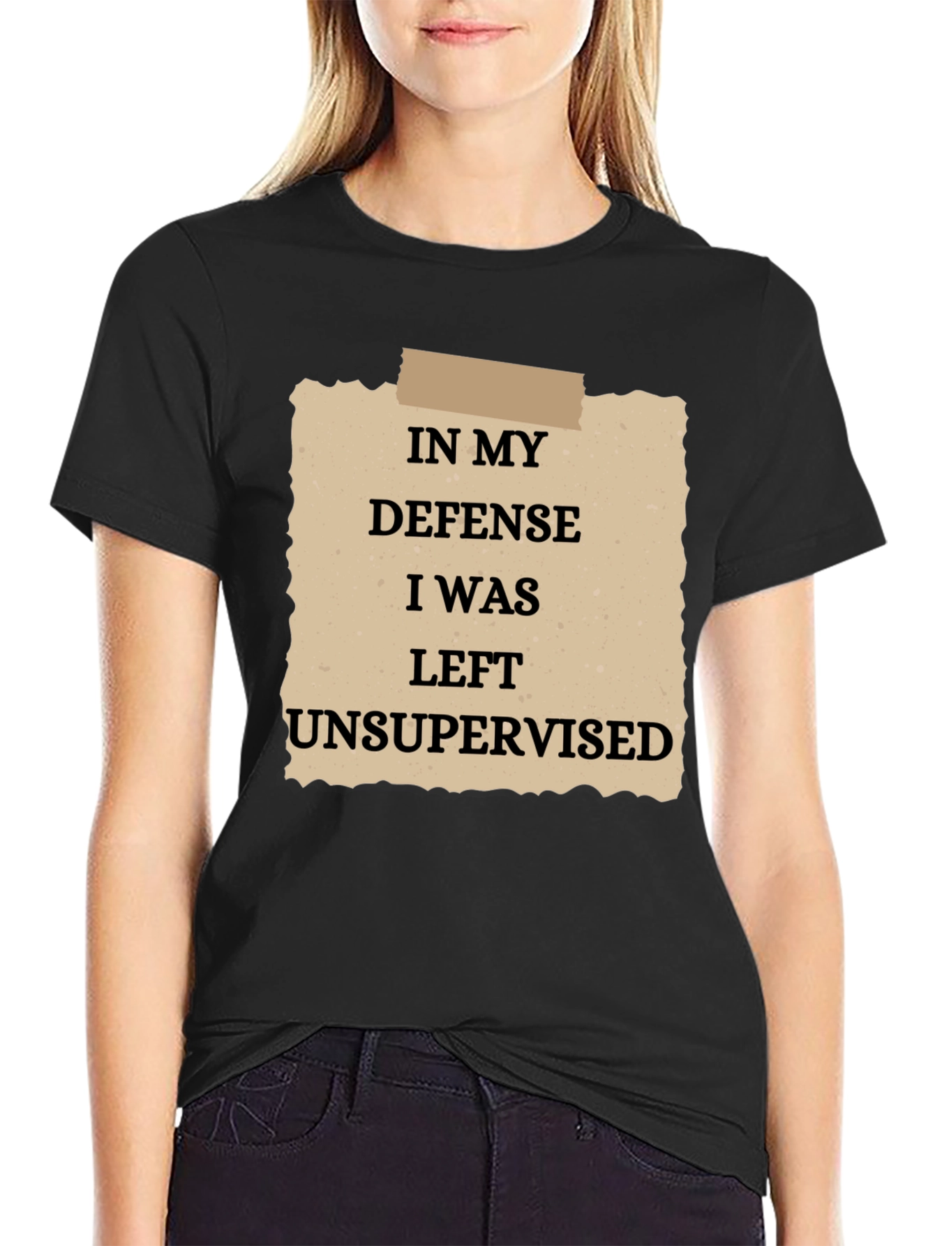 Black Funny "In My Defense" Graphic T-Shirt view 2