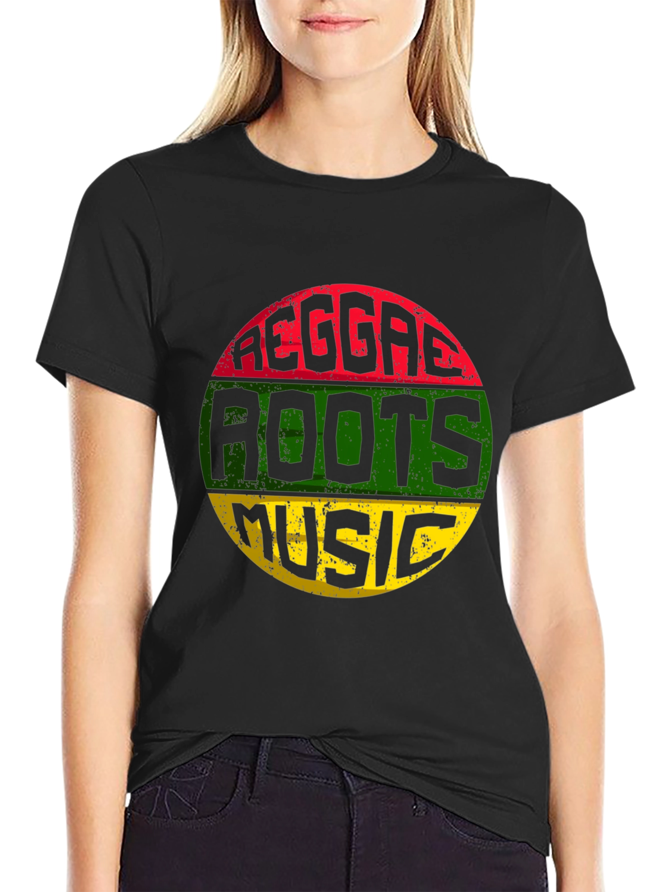 Black Reggae Roots Music T-Shirt - Black view 2