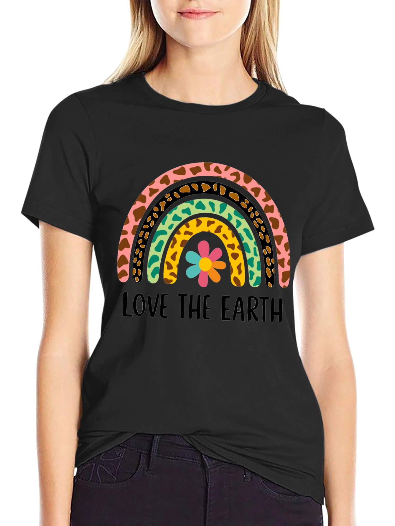 Black Love the Earth Rainbow Graphic Tee - Unisex view 2