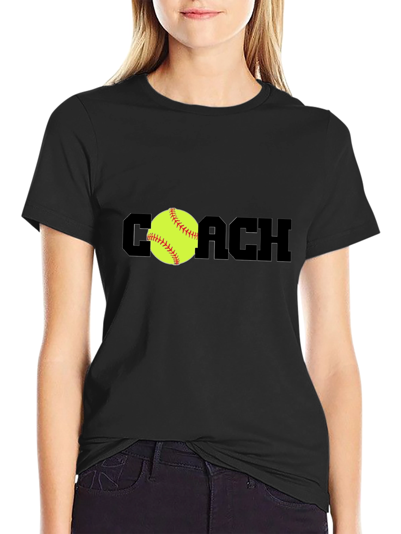 Black Coach Softball T-Shirt - Black view 2