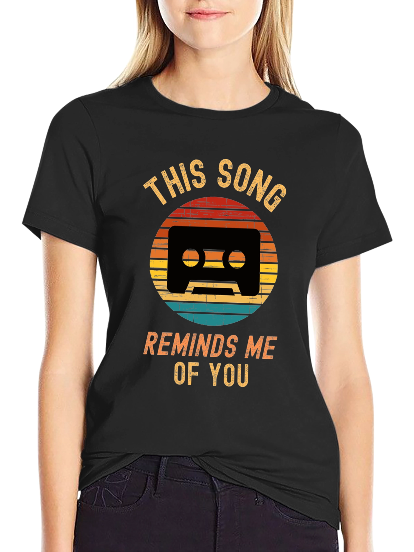 Black Retro Cassette Tape Shirt - 'This Song Reminds Me of You' view 2