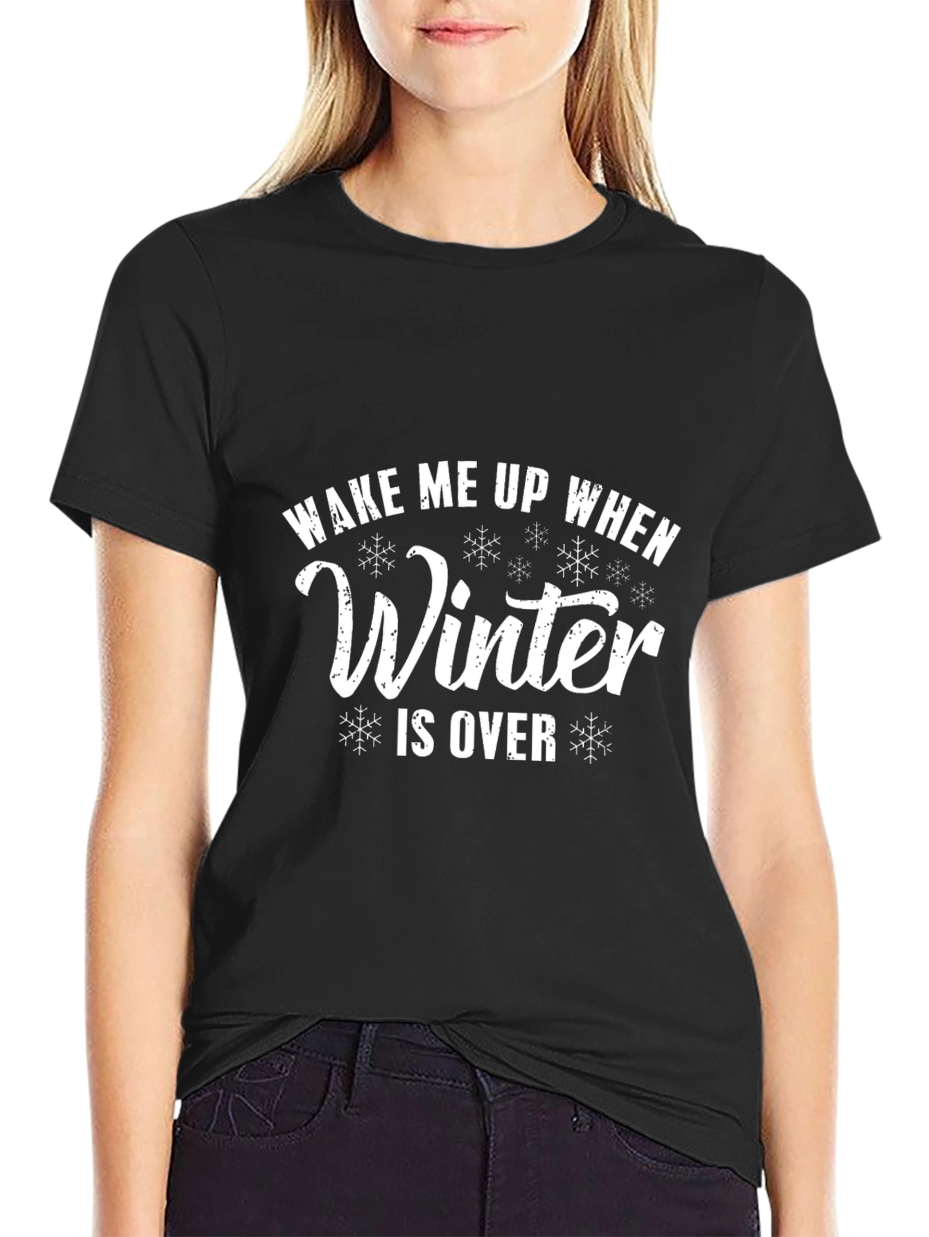 Black Wake Me Up When Winter Is Over Graphic Tee view 2