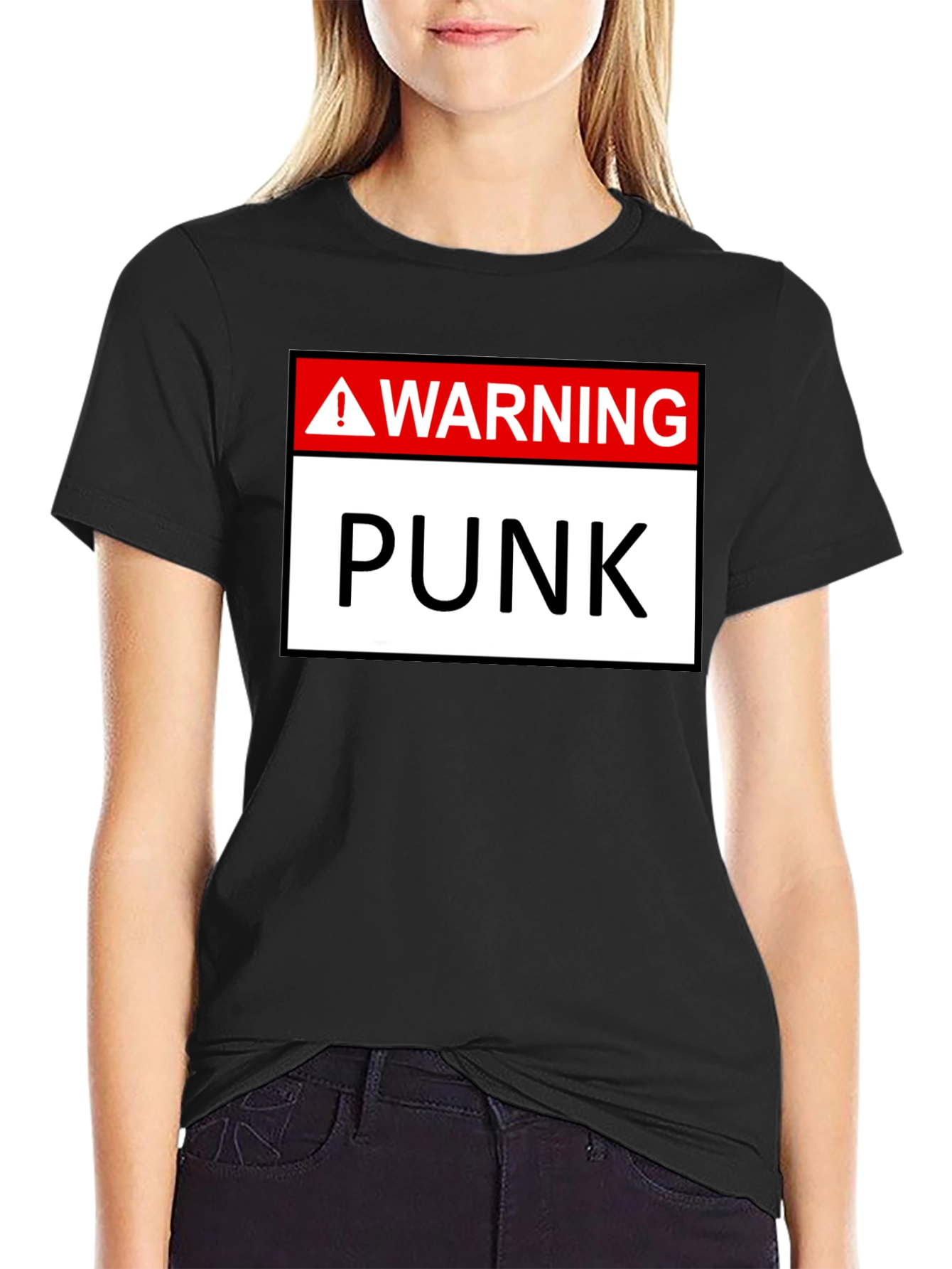 Warning Punk T-Shirt - Black Graphic Tee - 2