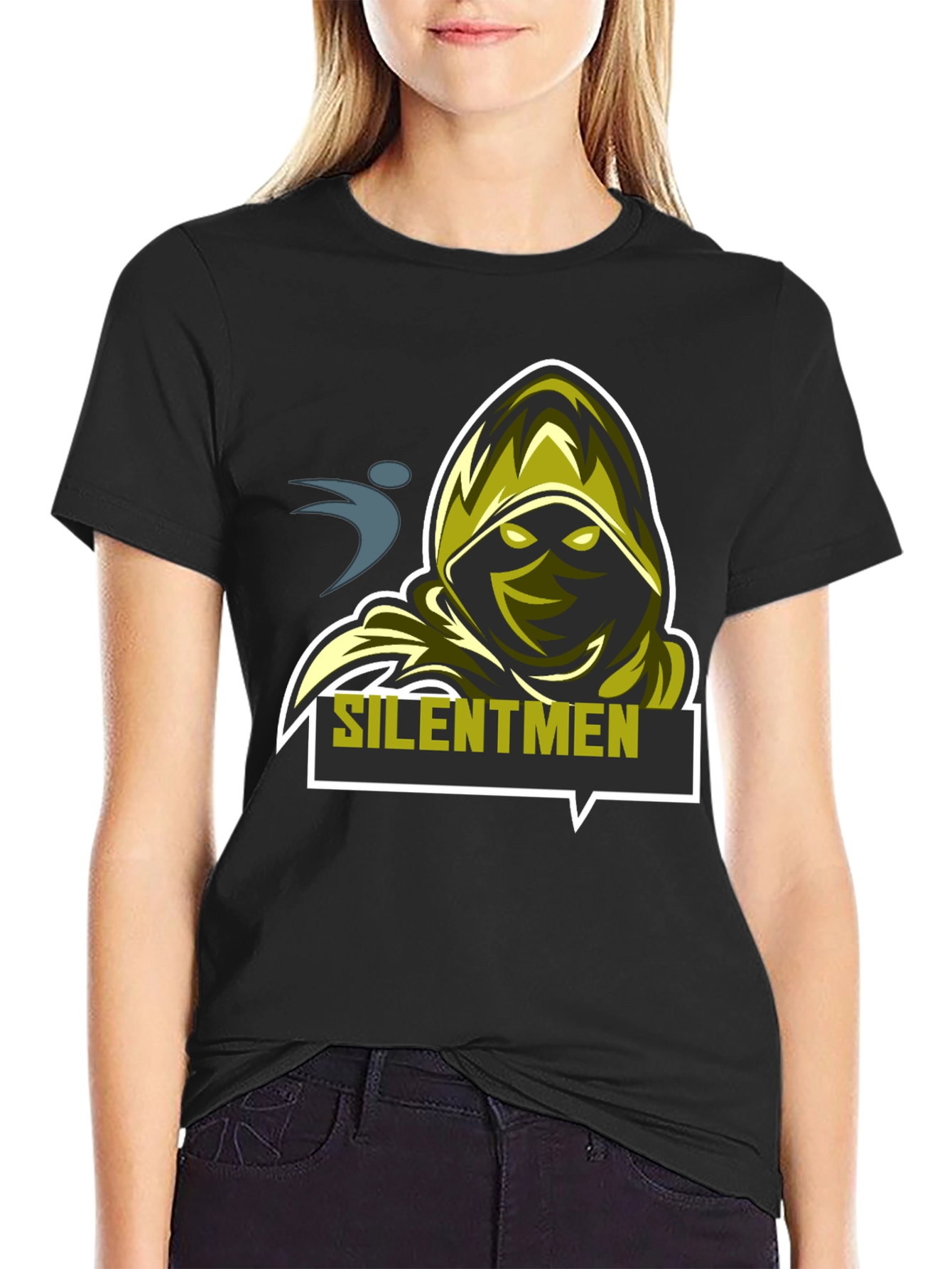 Black Silentmen Graphic Black T-Shirt - Gamer Style view 2