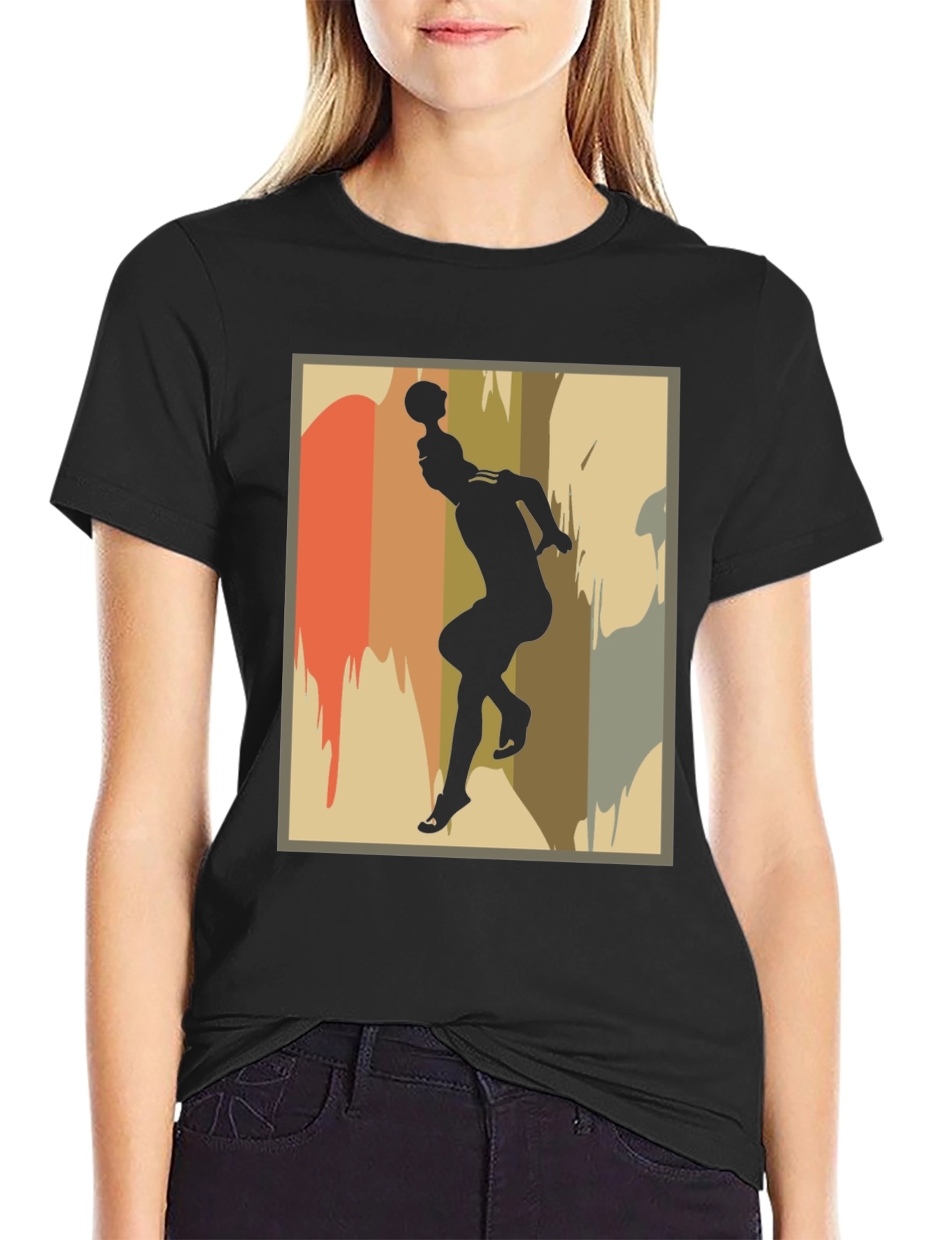 Black Retro Silhouette Graphic T-Shirt view 2