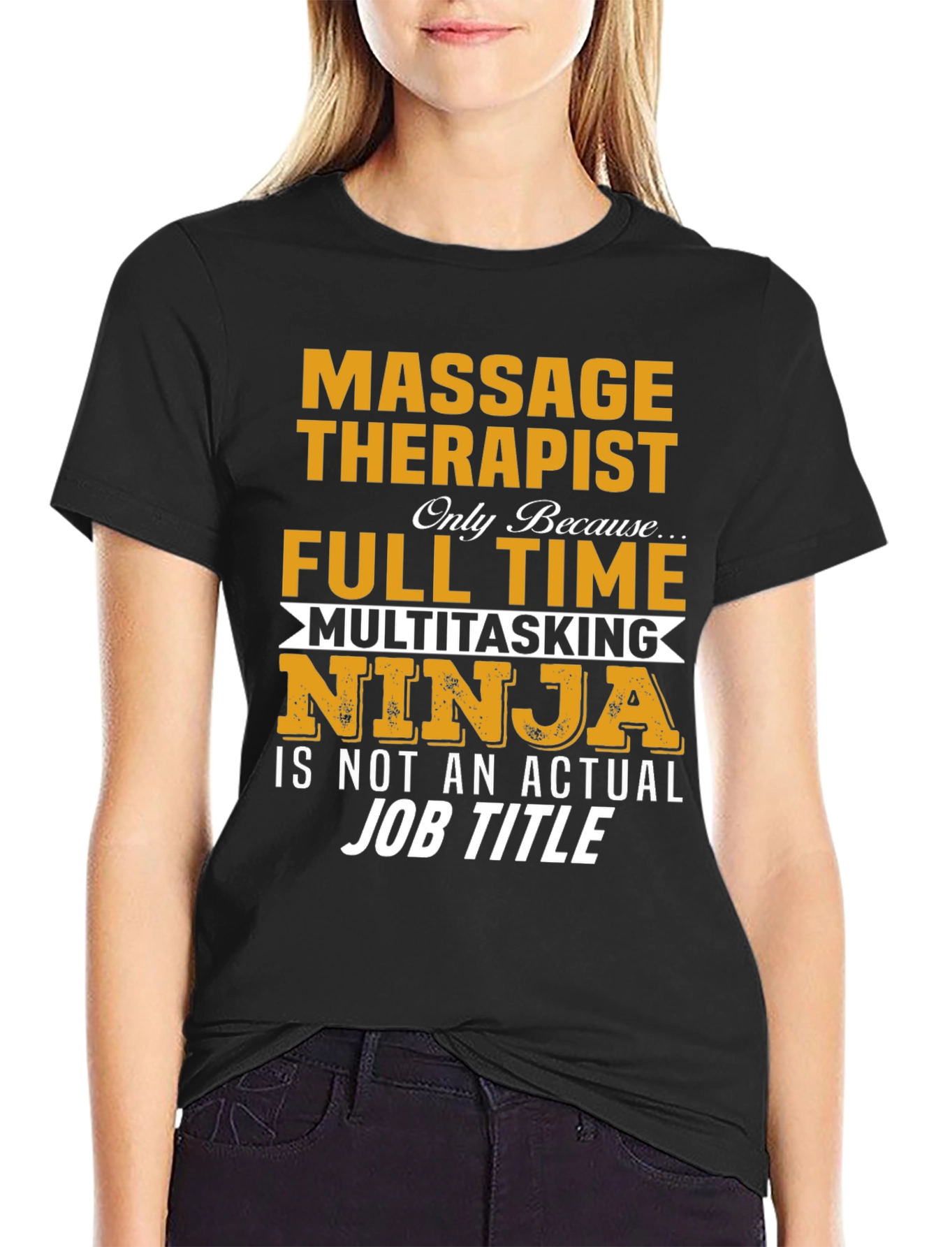 Black Massage Therapist Ninja T-Shirt view 2