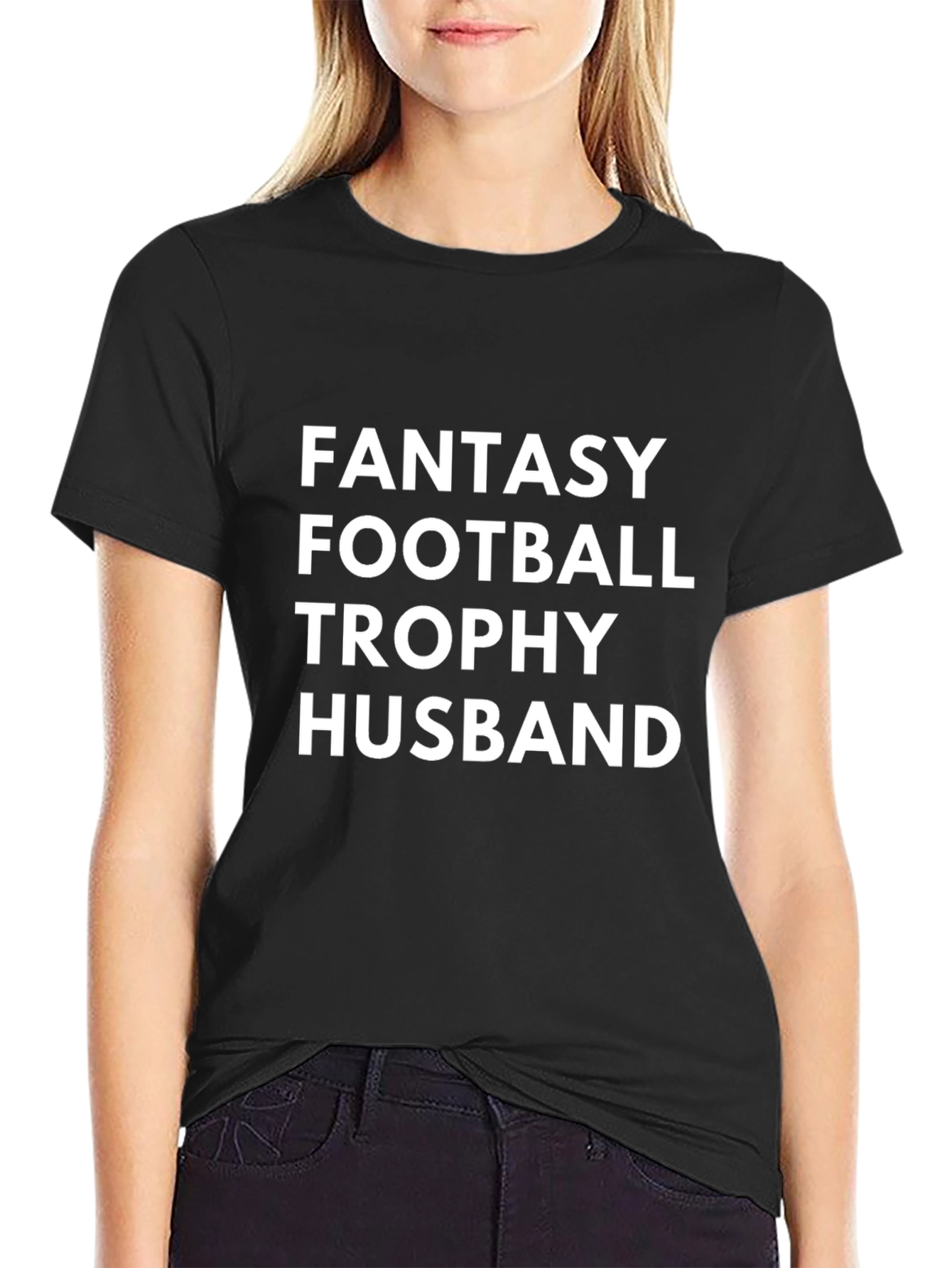 Black Fantasy Football Trophy Husband Graphic Tee view 2
