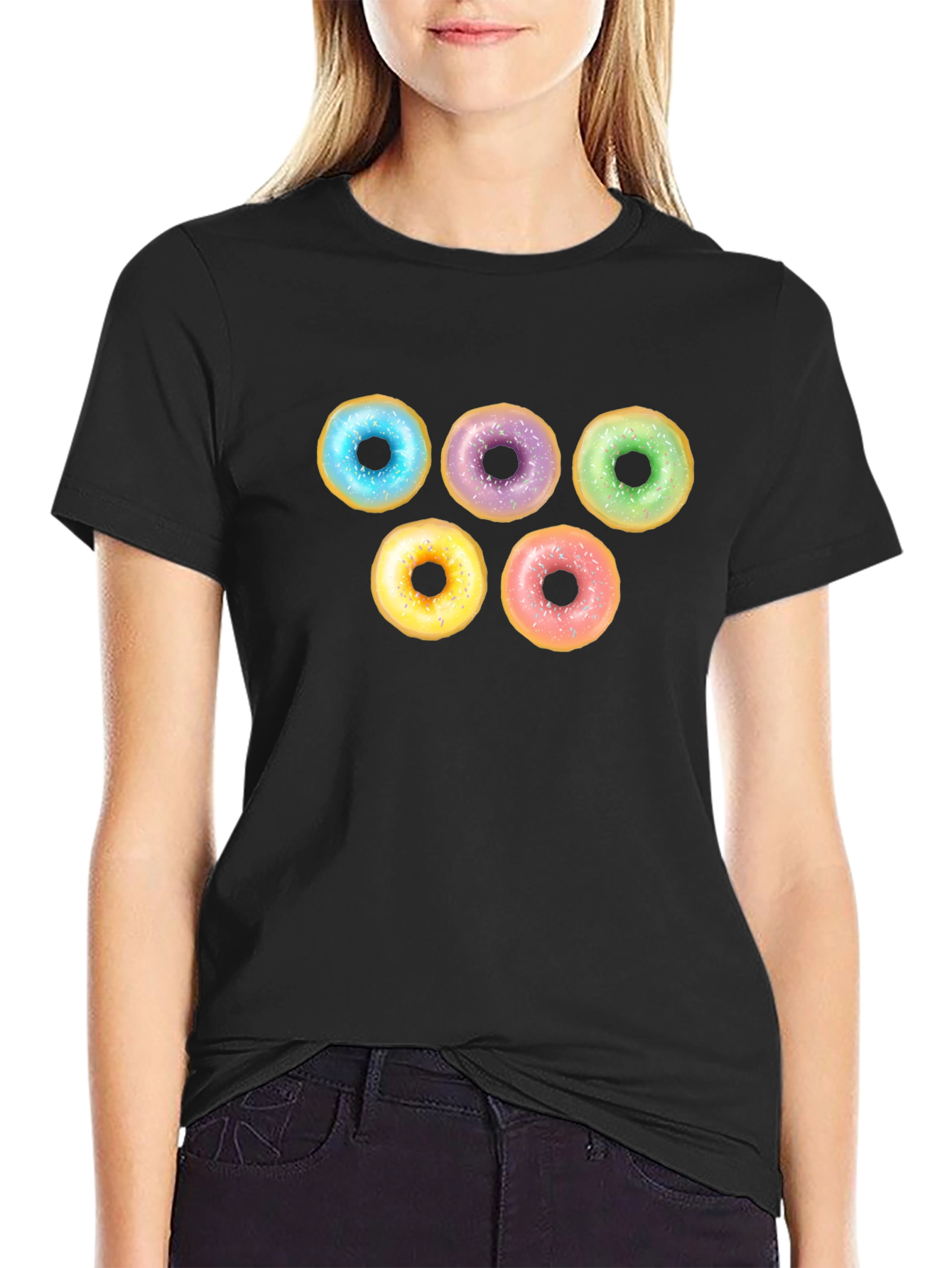 Black Doughnut T-Shirt - Sweet Treat Style view 2