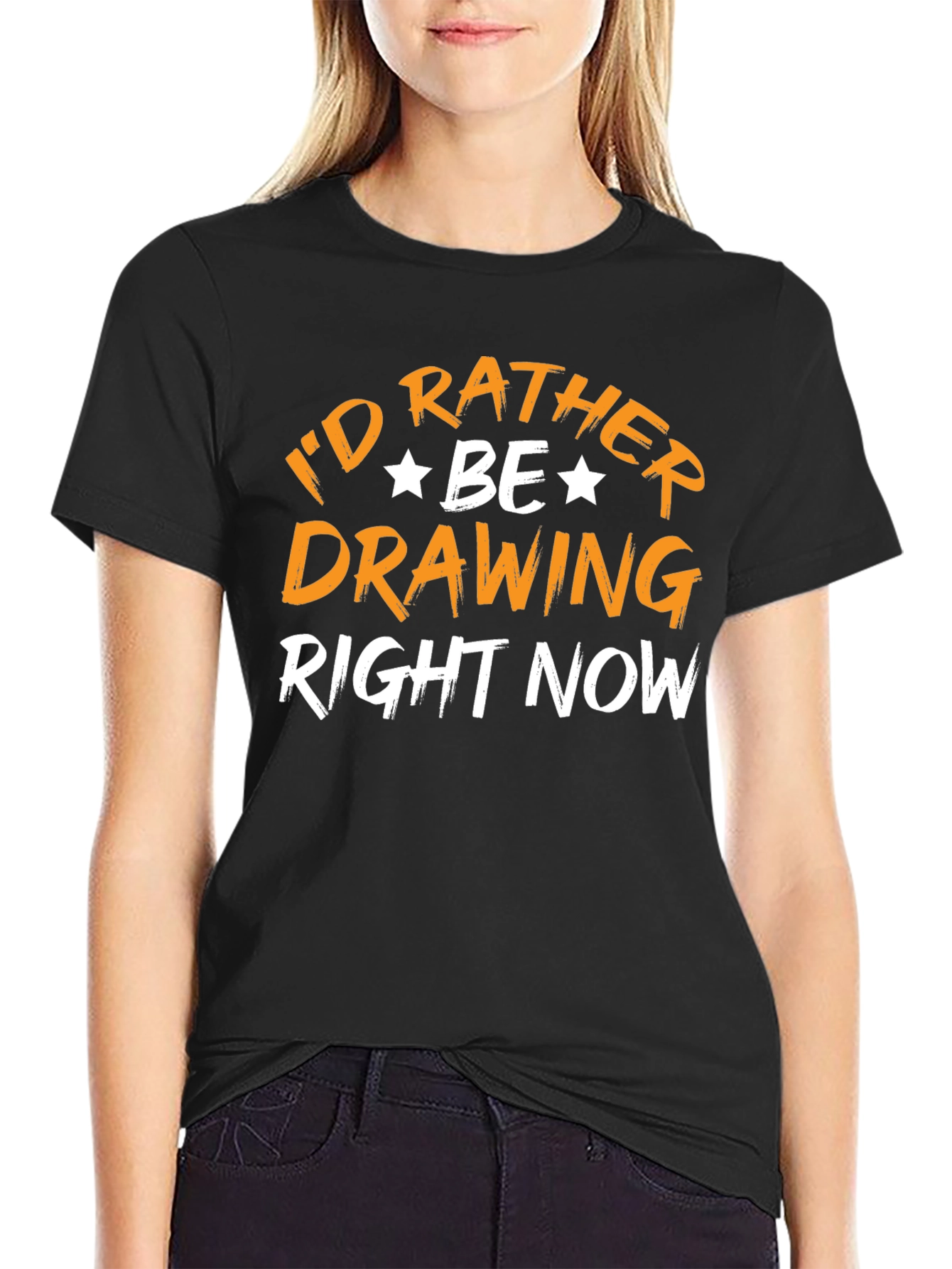 Black I'd Rather Be Drawing T-Shirt view 2