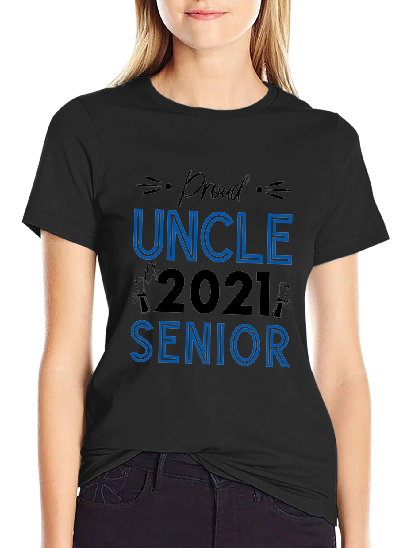 Black Proud Uncle 2021 Senior T-Shirt view 2