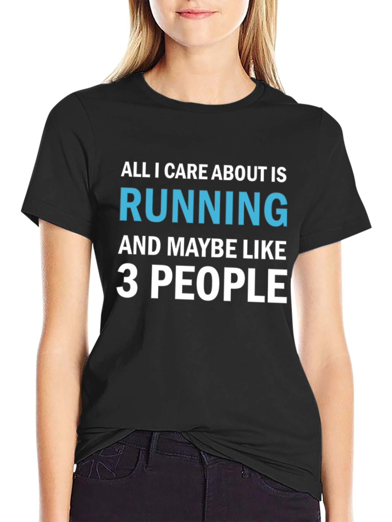 Black Running T-Shirt: All I Care About Is Running view 2