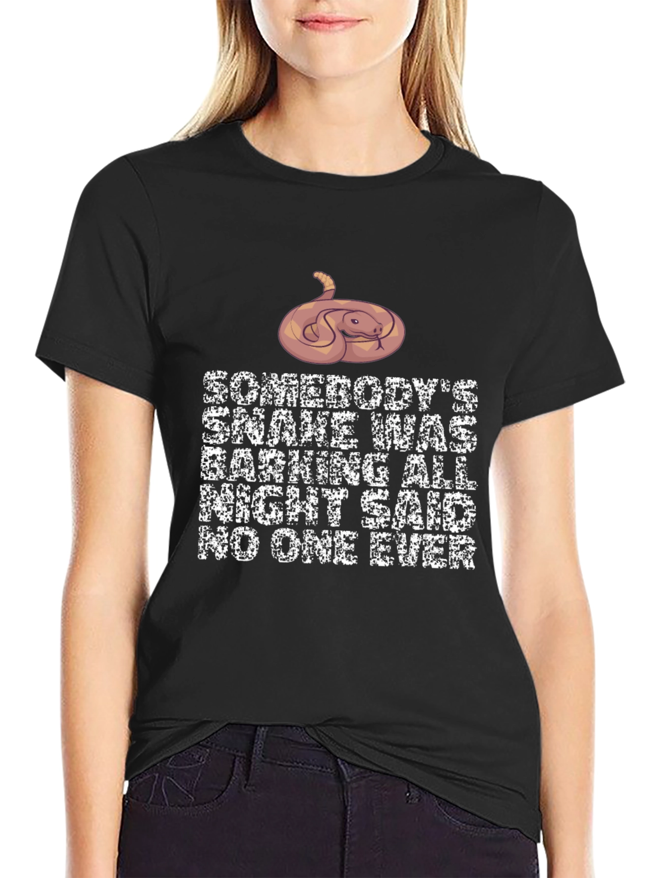 Black Funny Snake Barking T-Shirt Novelty Reptile Tee view 2