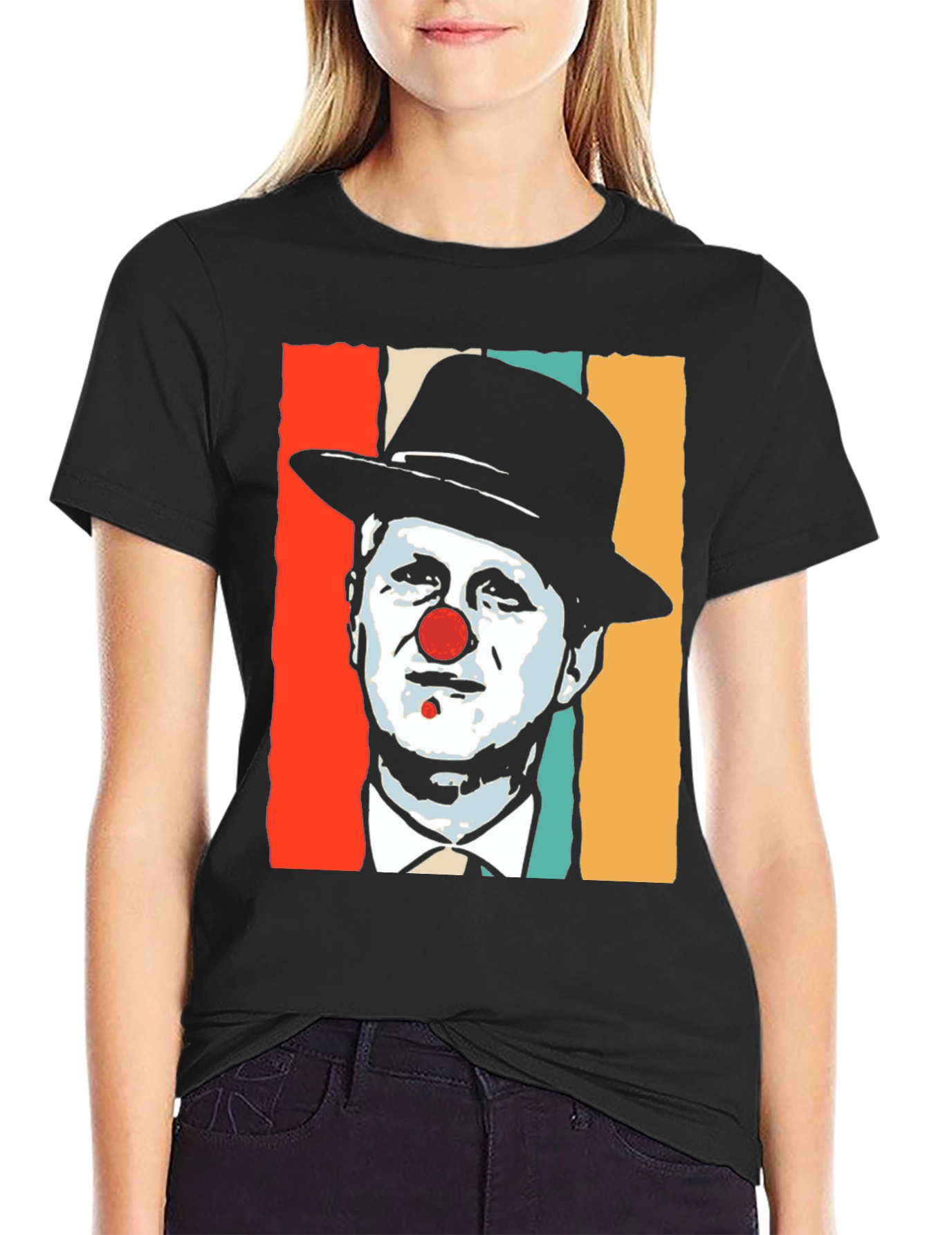 Black Clown Portrait Graphic T-Shirt - Retro Style view 2