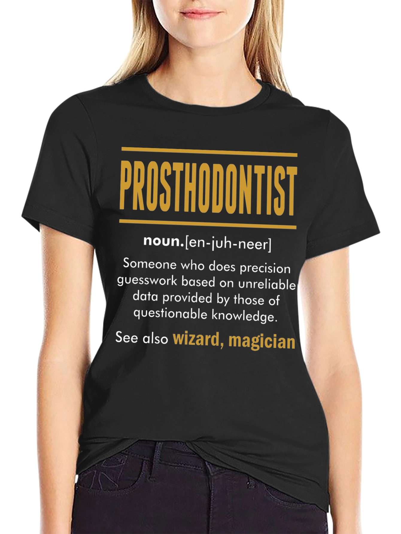 Black Prosthodontist Definition T-Shirt: Wizard, Magician view 2