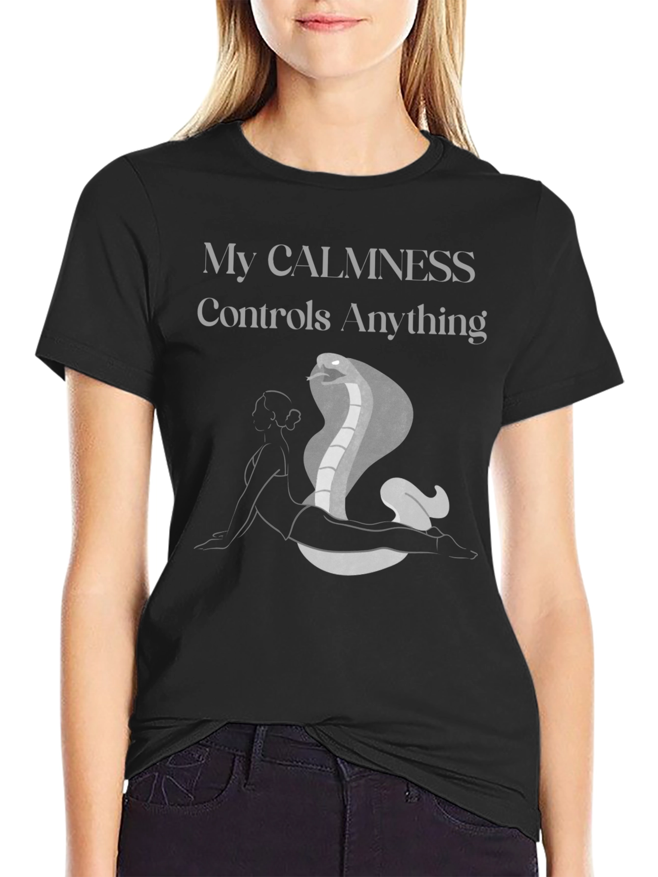 Black Calmness Cobra Graphic Tee - Yoga Inspired view 2