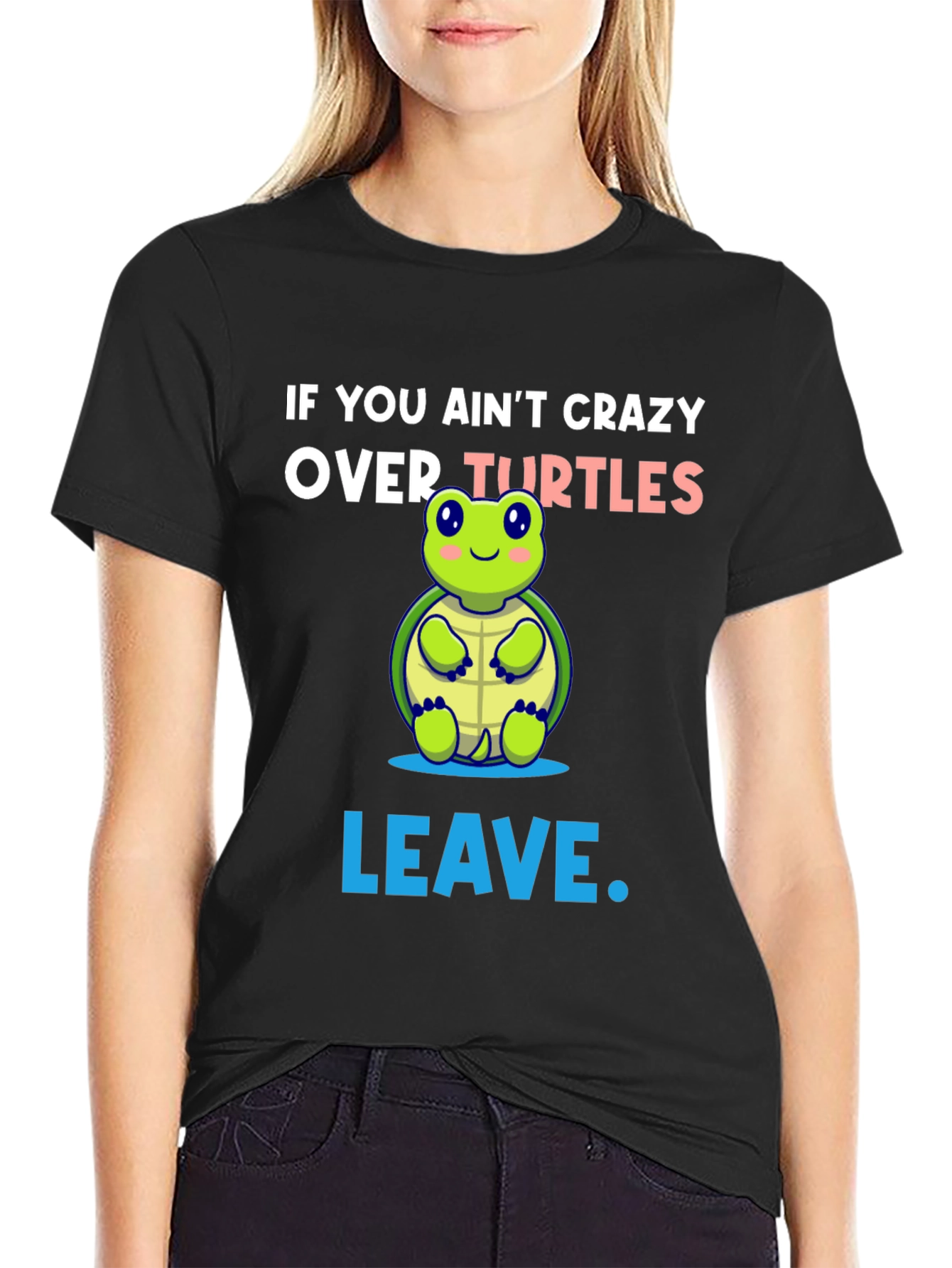 Black Crazy Over Turtles Graphic Tee view 2