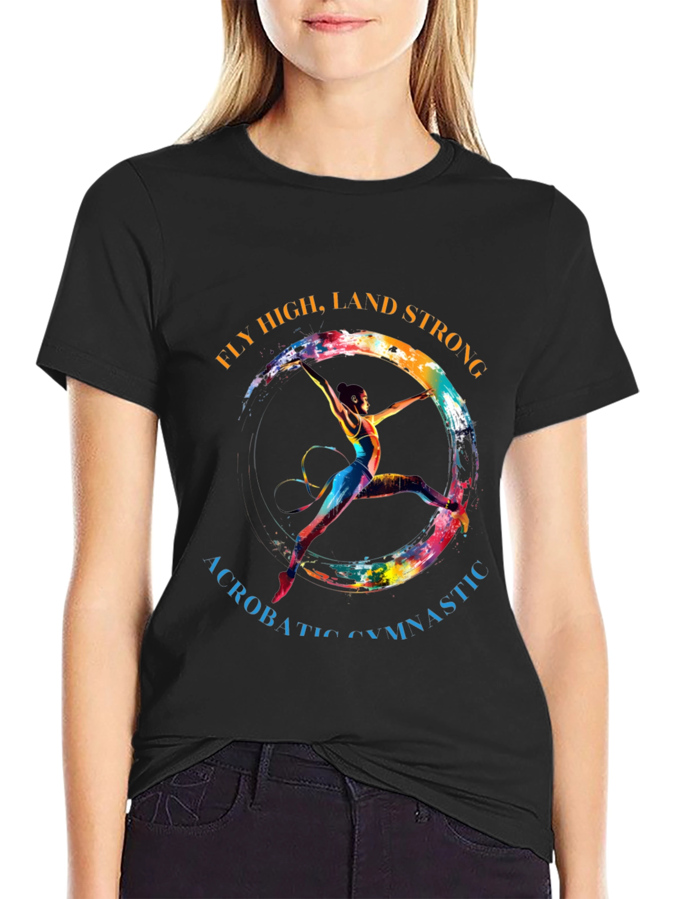 Black Gymnastics Fly High T-Shirt view 2