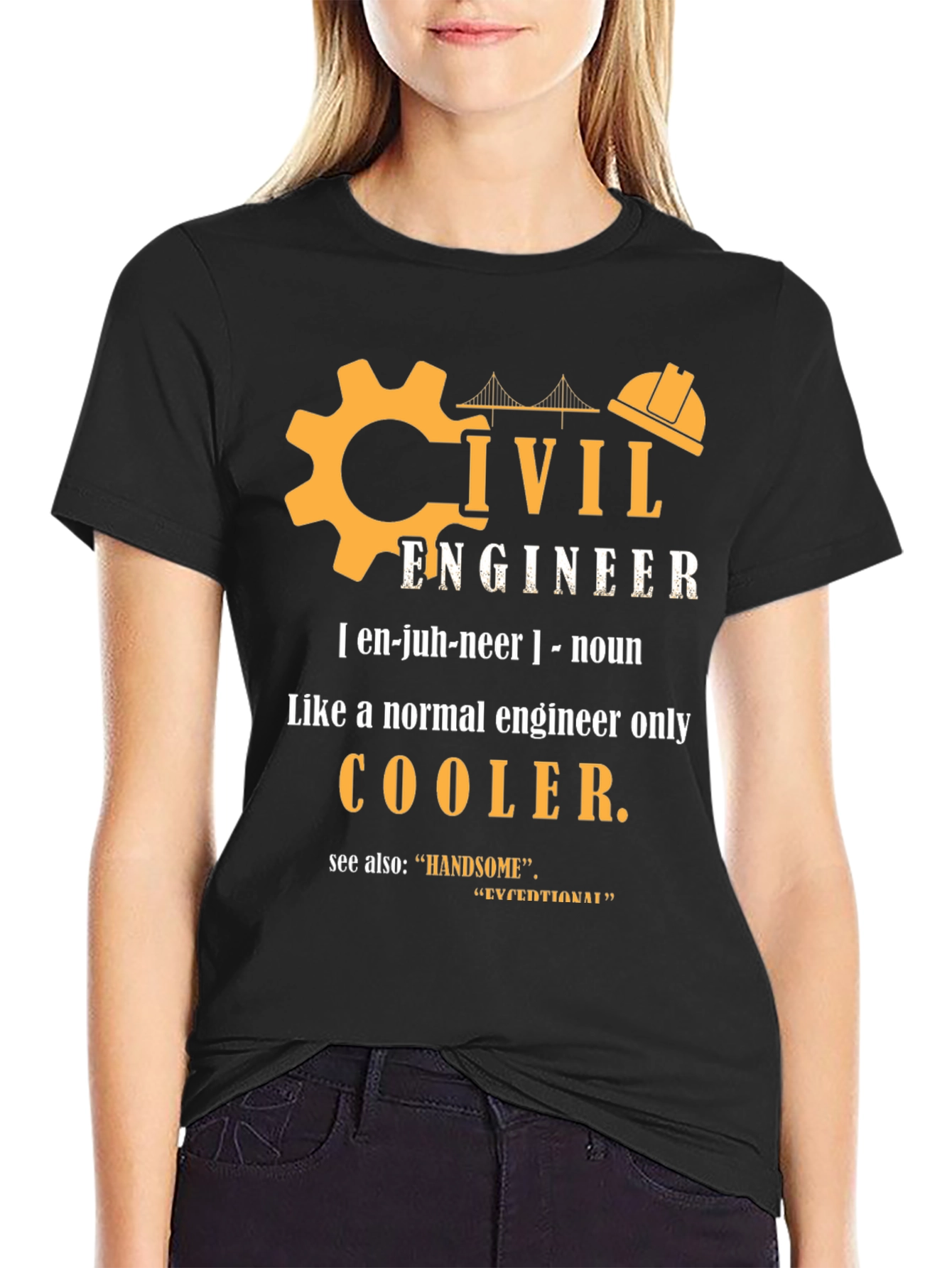 Black Civil Engineer Definition Graphic Tee view 2