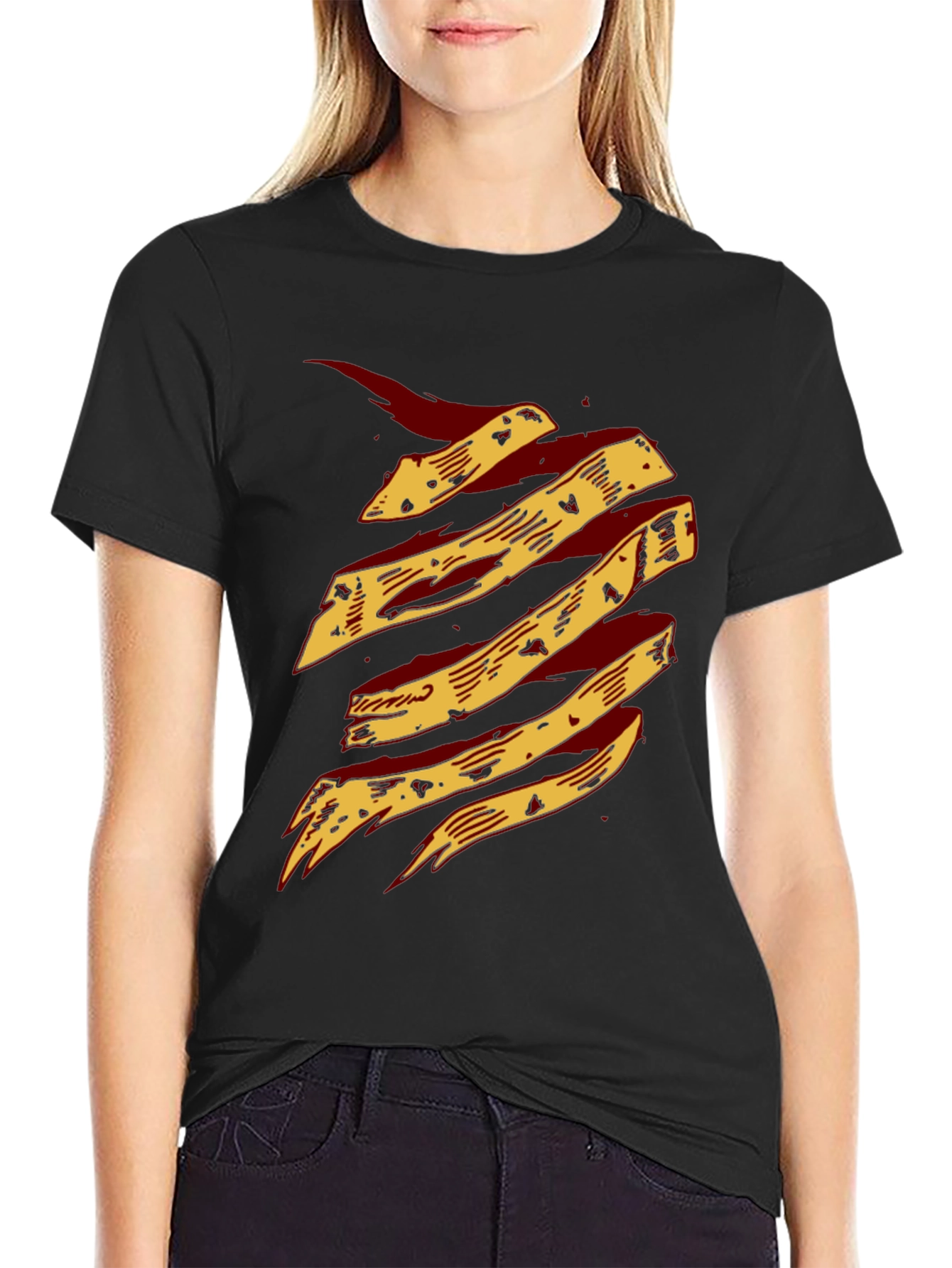 Black Graphic Print T-Shirt - Abstract Design view 2