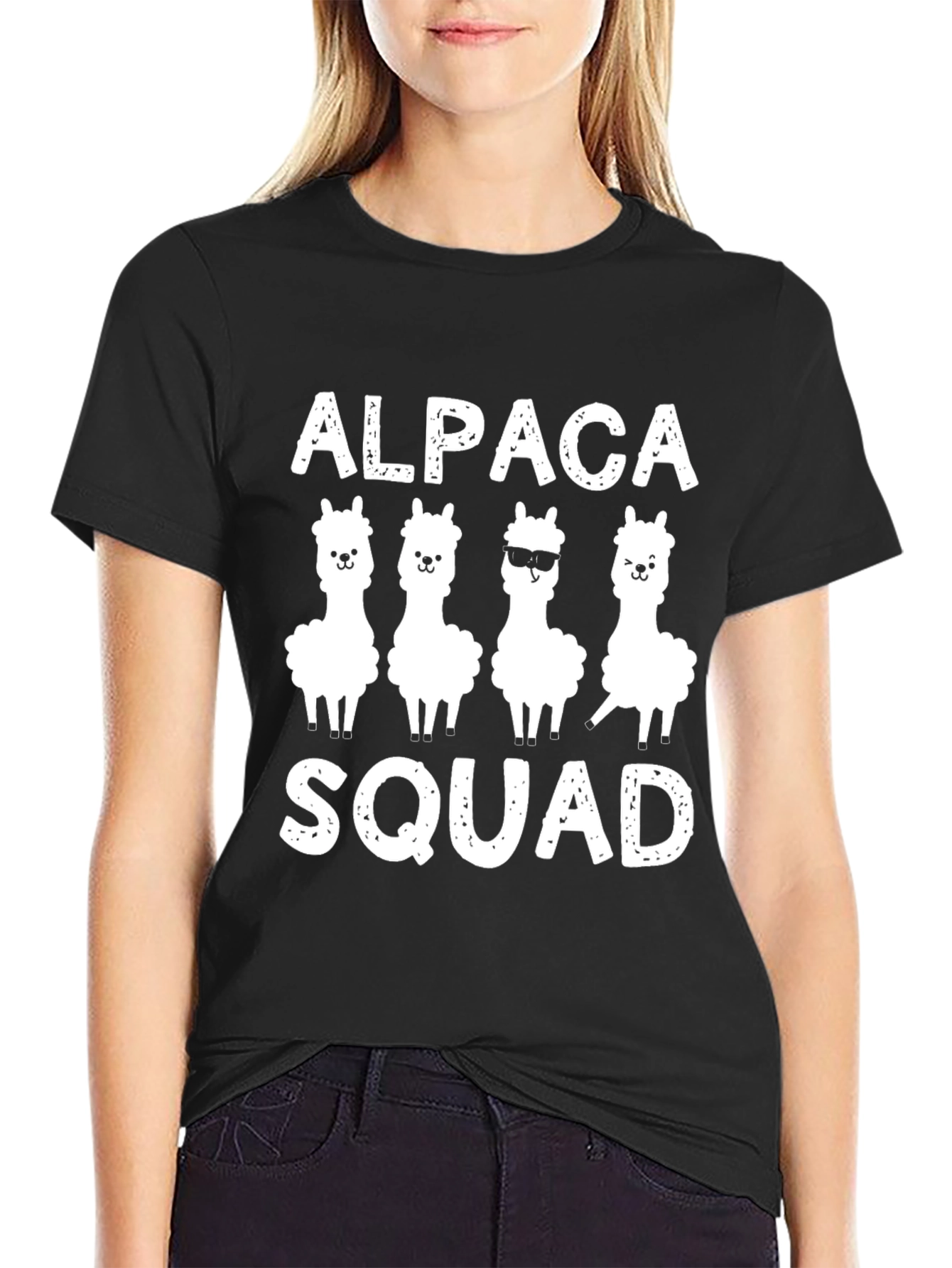 Black Alpaca Squad Black Graphic T-Shirt view 2