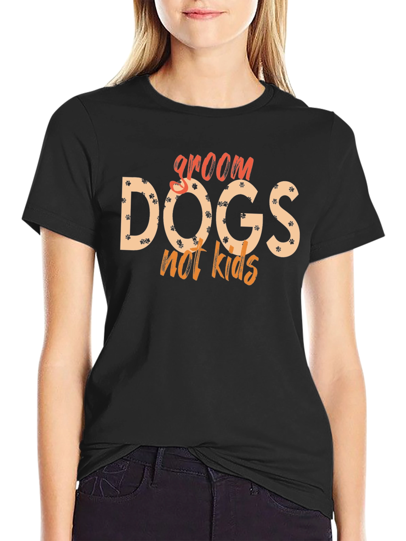 Black Groom Dogs Not Kids Graphic Tee view 2