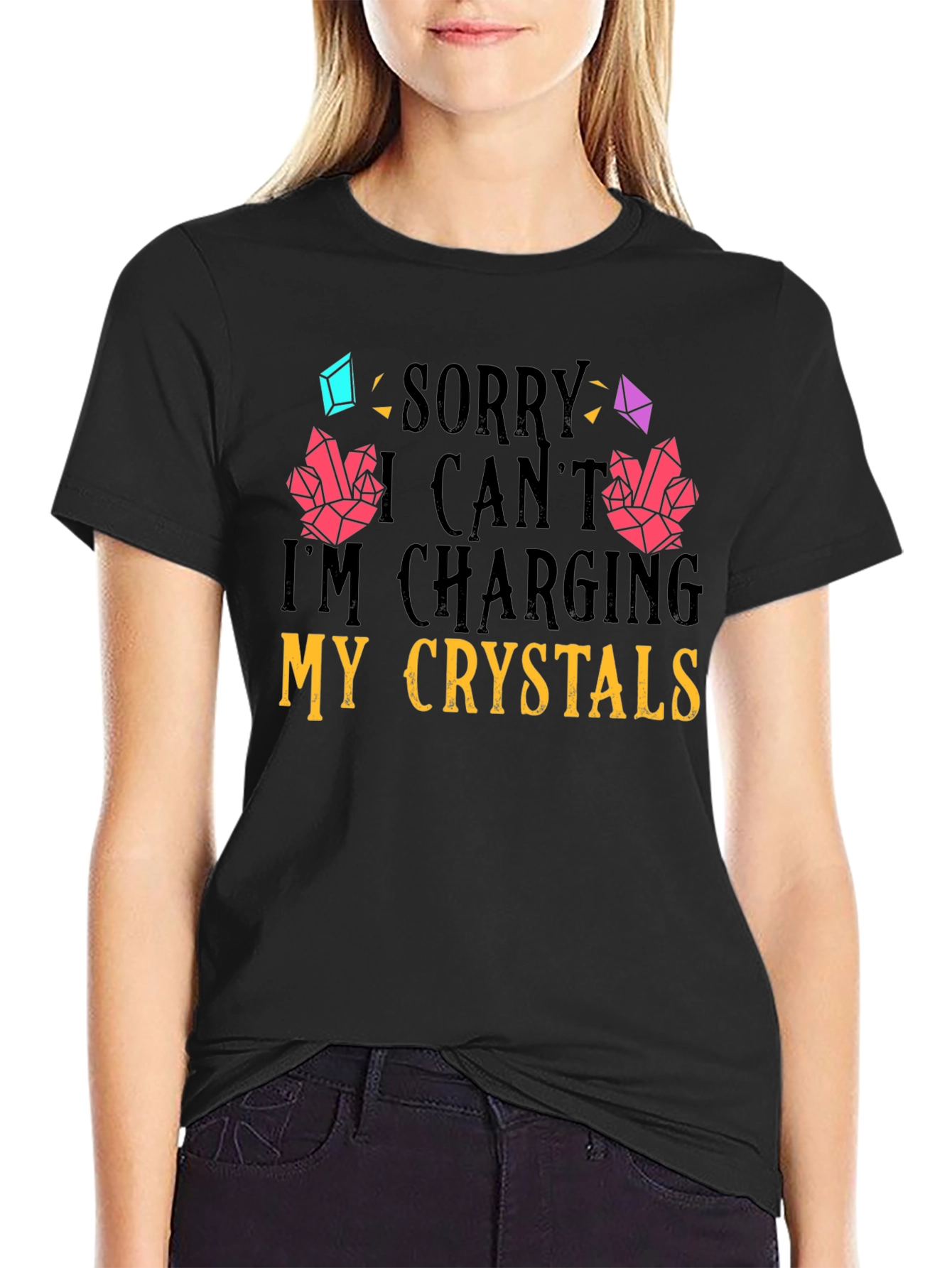 Black Charging Crystals Graphic T-Shirt view 2