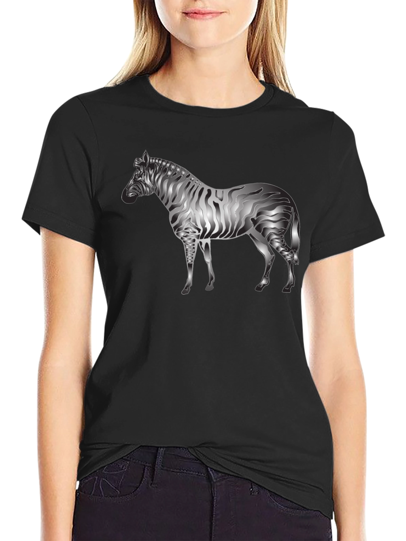 Black Zebra Graphic Tee - Cool Animal Design view 2