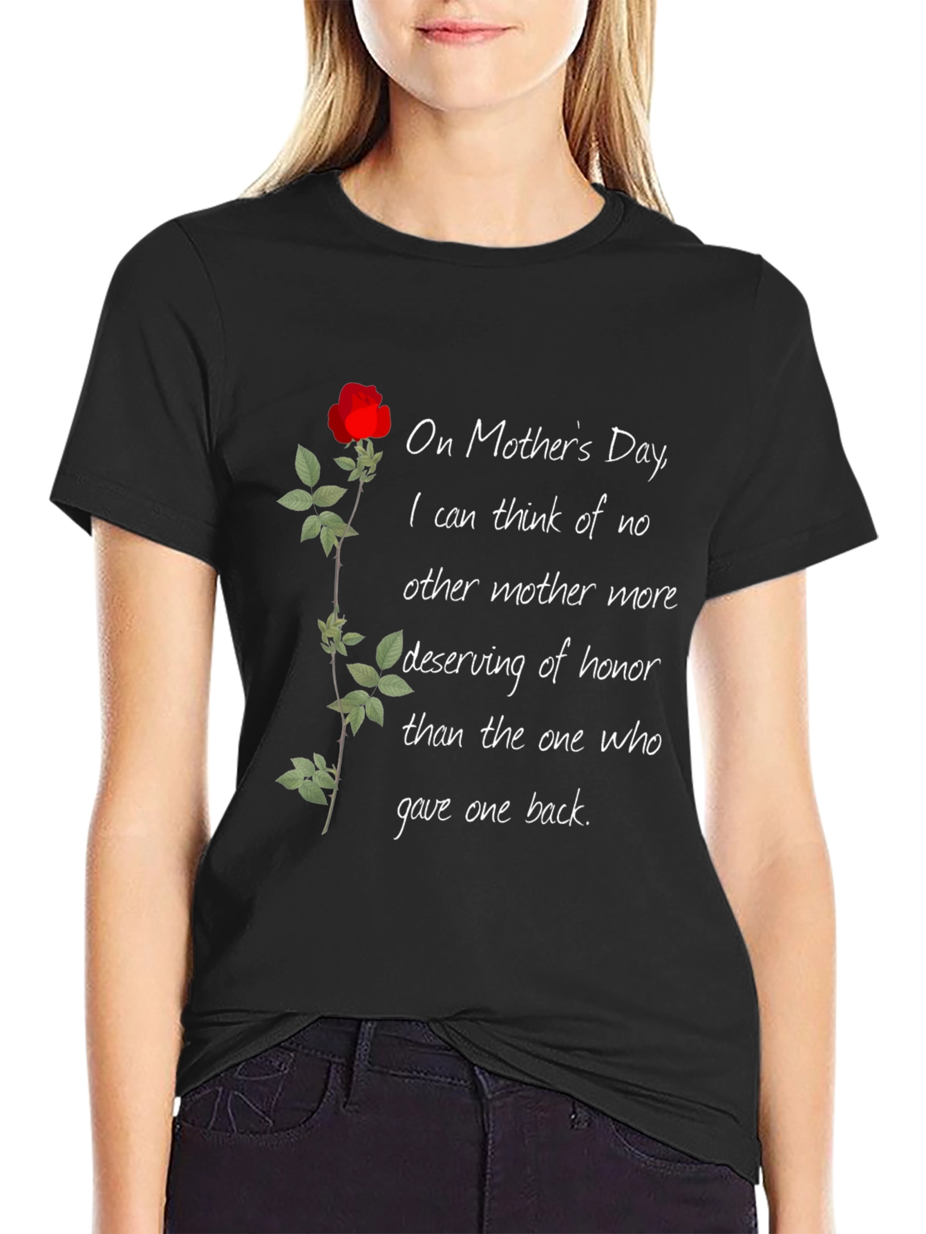 Black Mother's Day Rose T-Shirt view 2