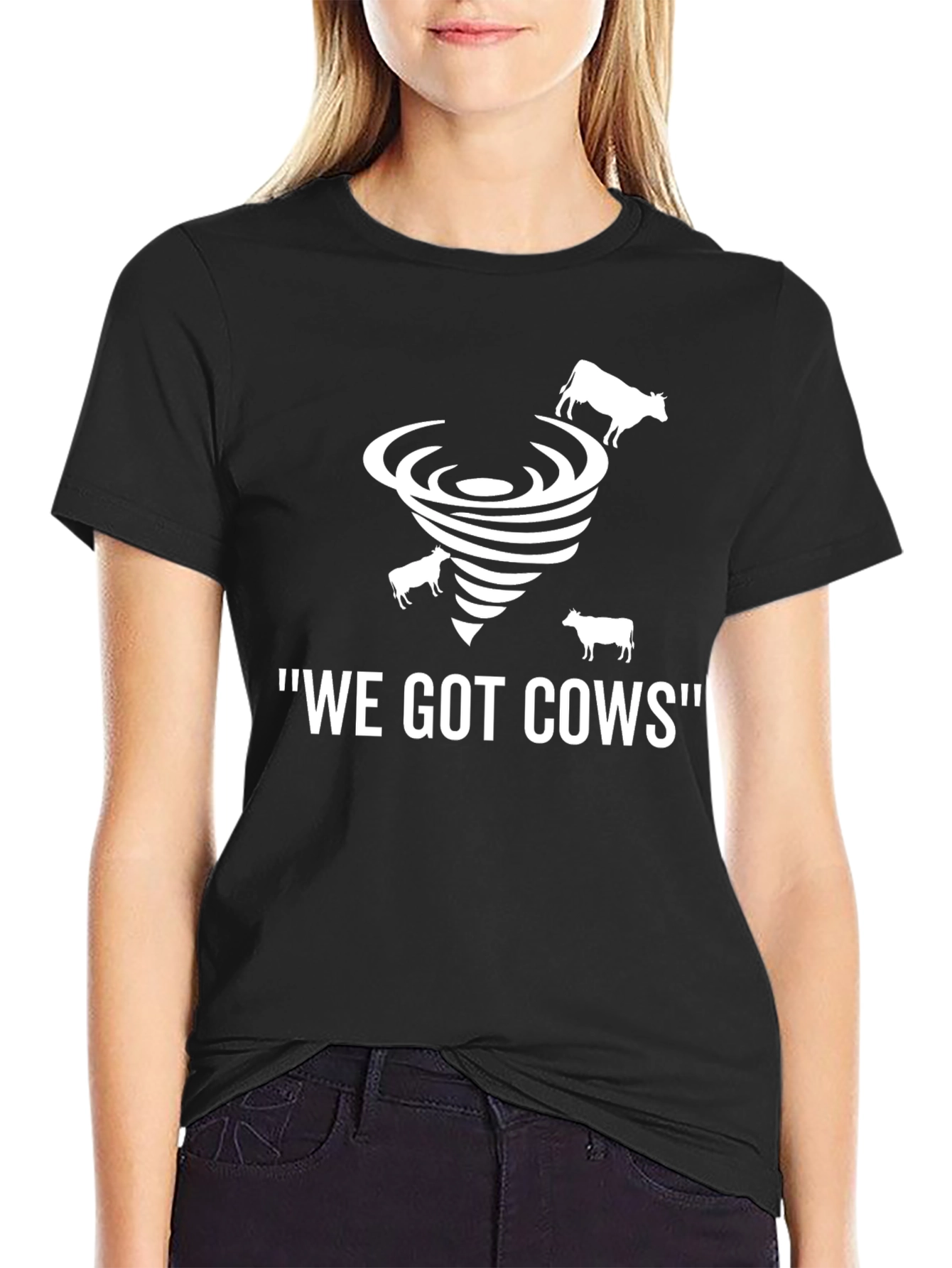 Black We Got Cows Tornado T-Shirt view 2
