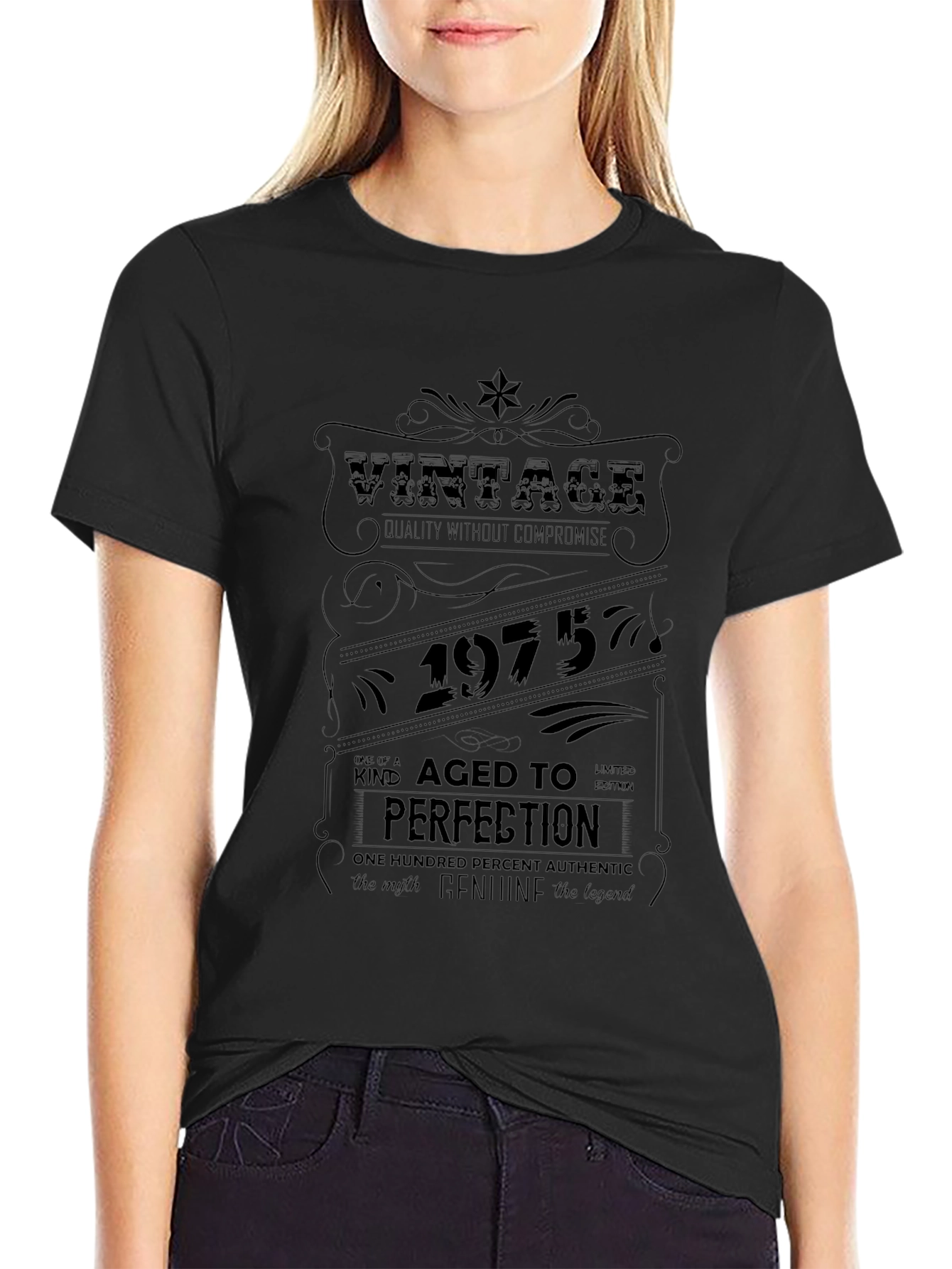 Black Vintage 1975 Aged To Perfection T-Shirt view 2