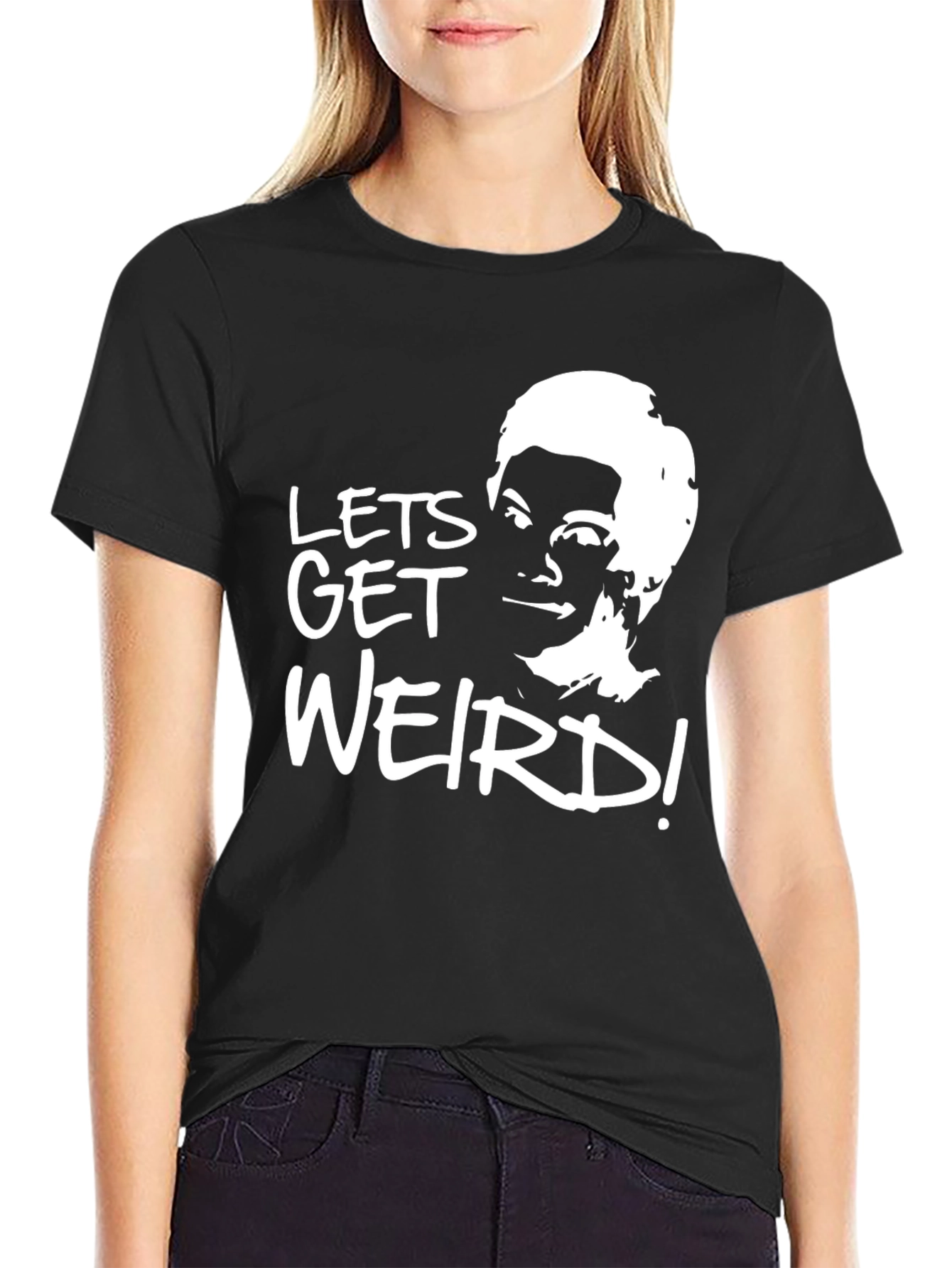 Black Lets Get Weird T-Shirt - Soft Black Tee view 2